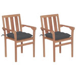 VIDAXL Chaises de jardin lot de 2 et coussins anthracite Bois de teck