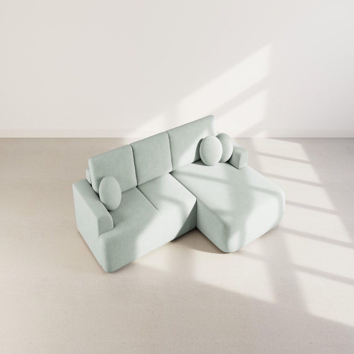 BEST MOBILIER Candela - canapé d'angle droit 4 places - convertible avec coffre - en tissu bouclette