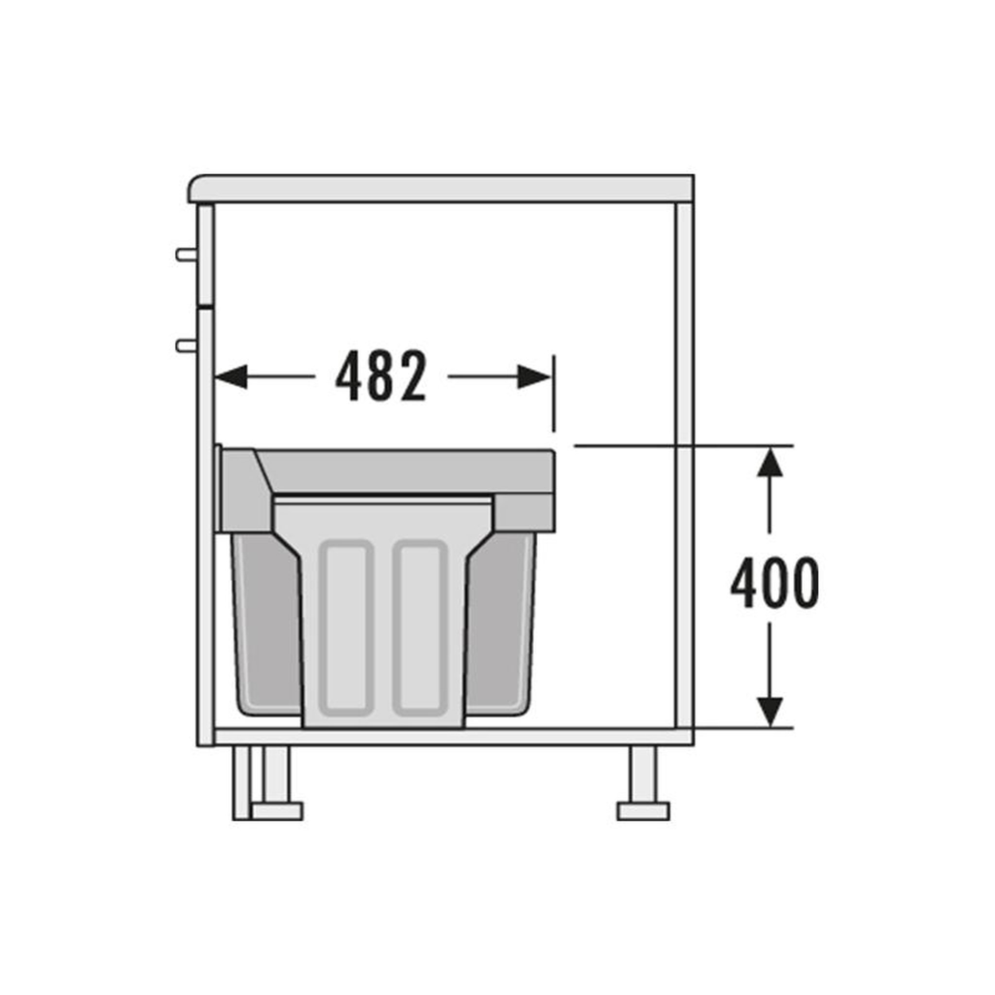 Voir la diapositive 3 : HAILO Poubelle de cuisine tri sélectif 2 bacs encastrable sous évier 30l (24+7) hailo tandem