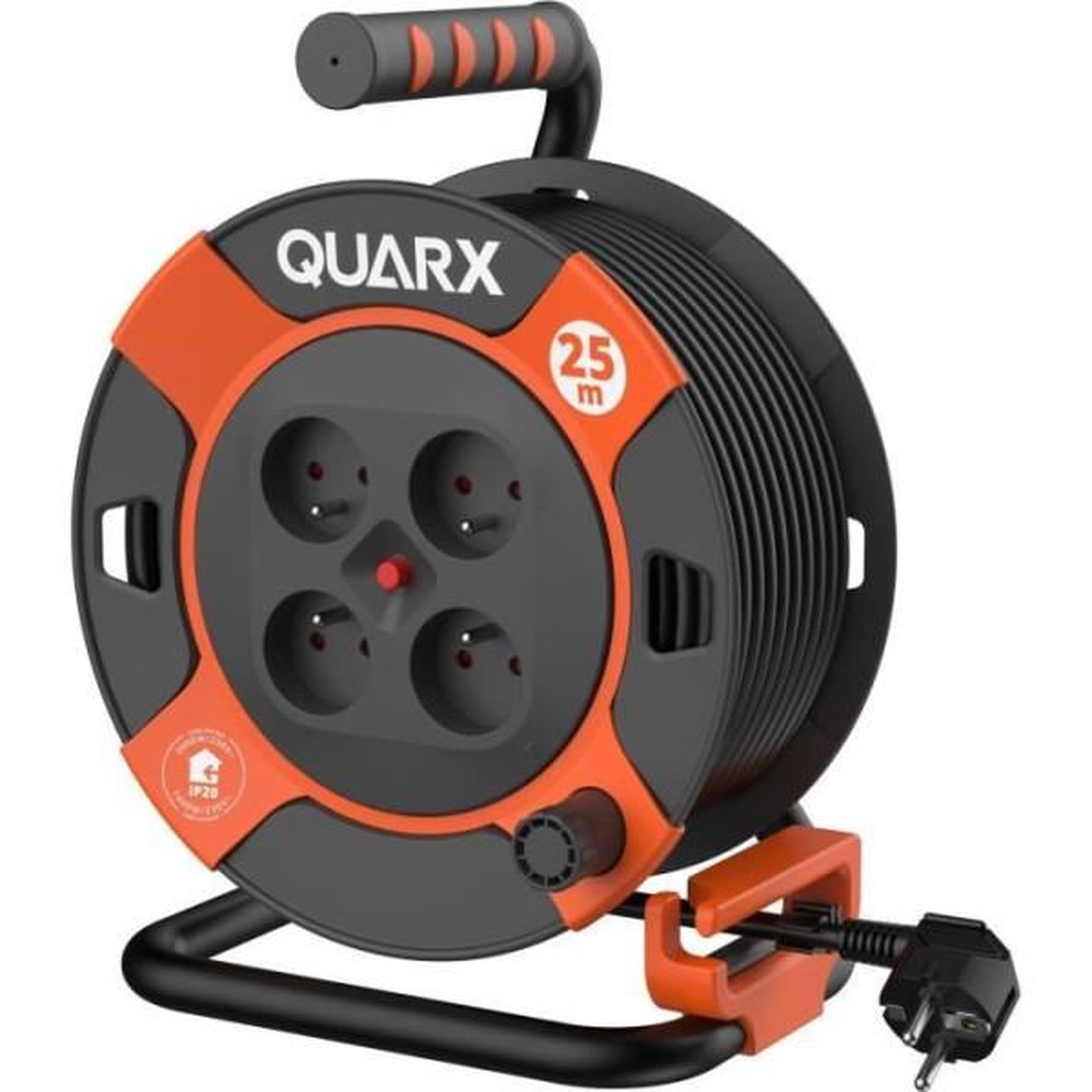 QUARX Enrouleur de bricolage - quarx - 25m - h05vv-f 3g1,5mm² - disjoncteur thermique - protection enfants