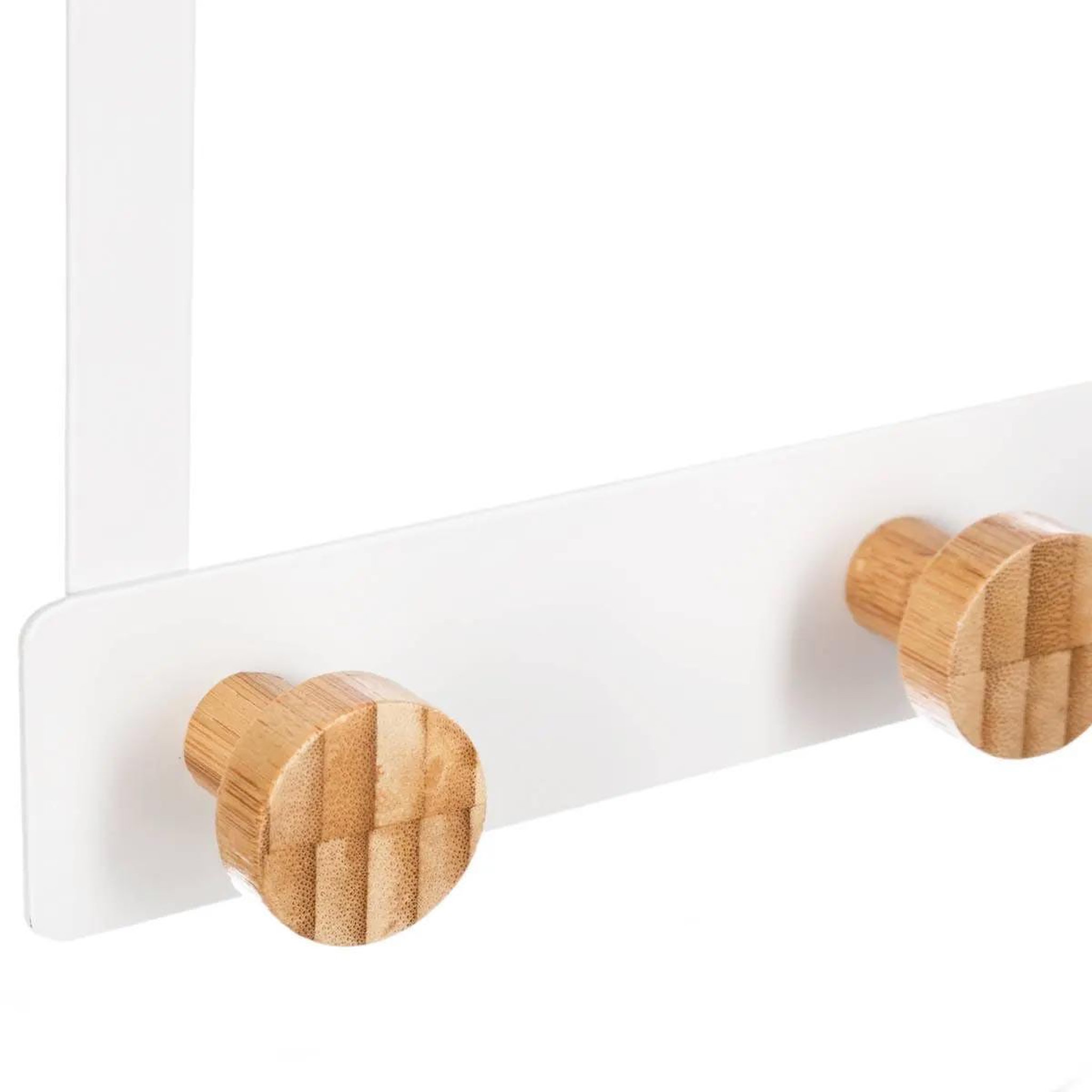 Voir la diapositive 2 : FIVE Patère en métal & bambou  3 têtes  20cm blanc