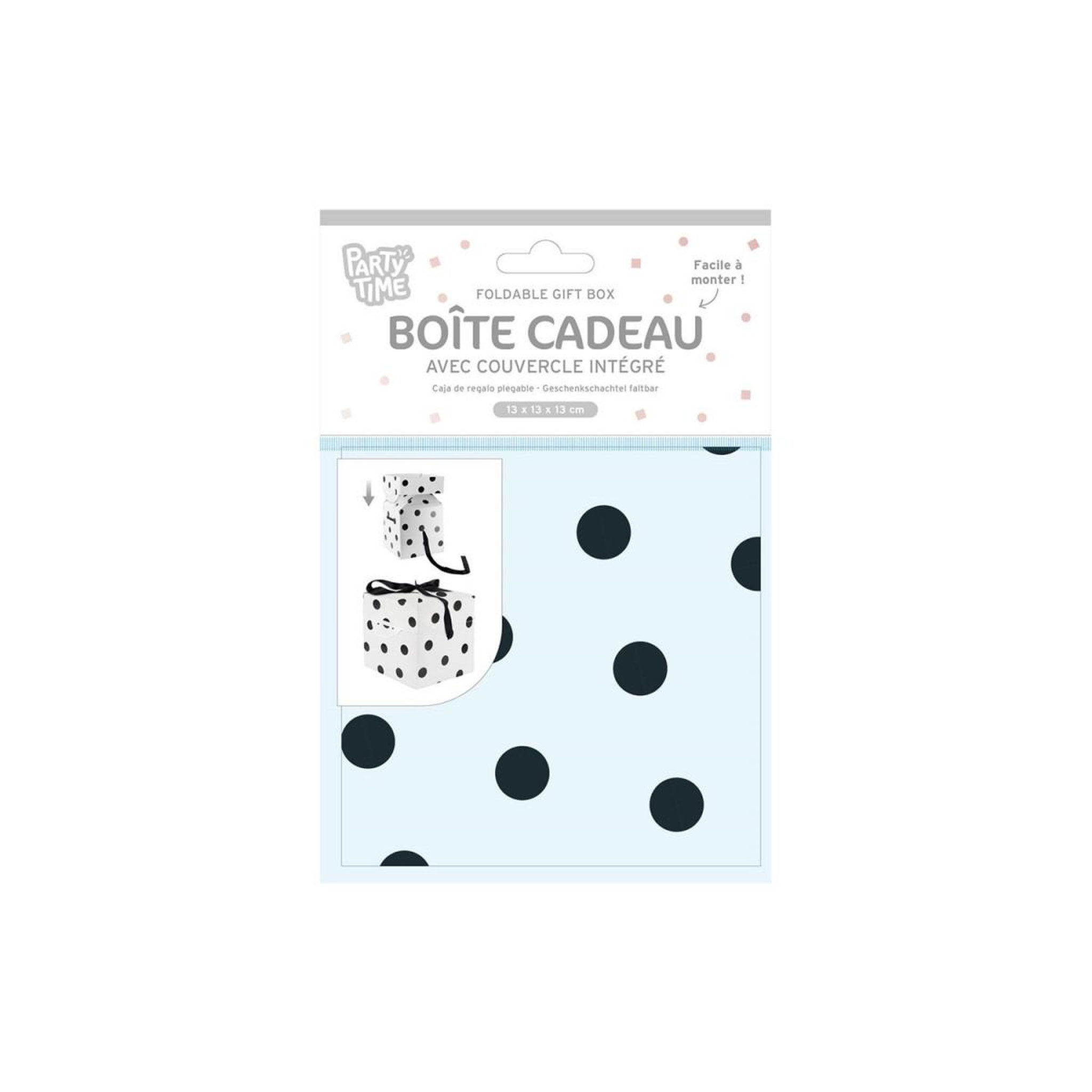 Voir la diapositive 3 : PARTY TIME Boîte cadeau pliable  festif  13cm noir & blanc