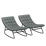 OUTSUNNY Lot de 2 fauteuils à bascule de jardin avec matelas style Chesterfield acier noir tissu gris