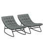 Voir la diapositive 1 : OUTSUNNY Lot de 2 fauteuils à bascule de jardin avec matelas style Chesterfield acier noir tissu gris