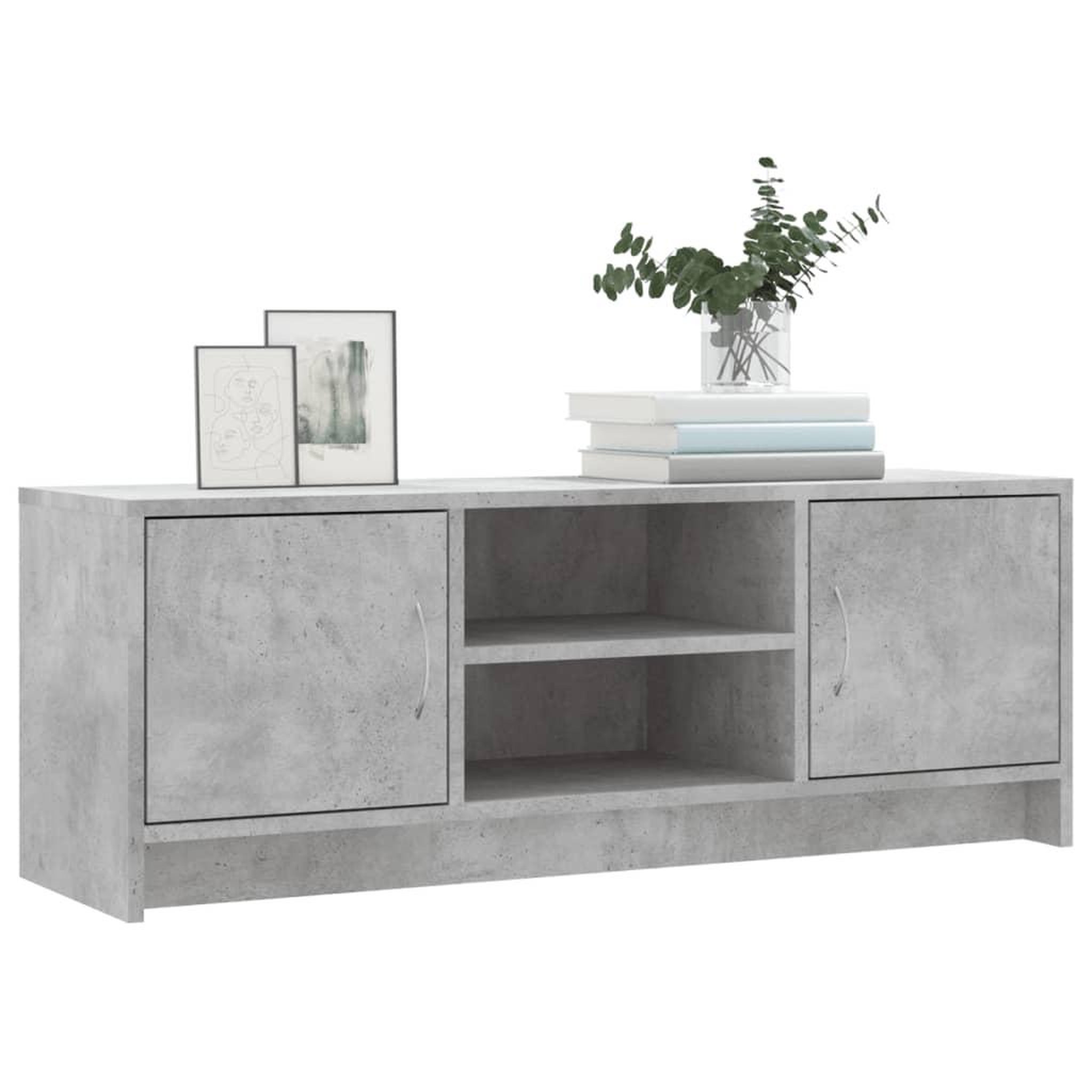 Voir la diapositive 3 : VIDAXL Meuble TV gris beton 102x30x37,5 cm bois d'ingenierie