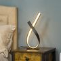 Voir la diapositive 2 : HOMCOM Lampe à poser design contemporain - lampe de table design spirale - dim. 21L x 15l x 43H cm - alu. noir LED blanc chaud