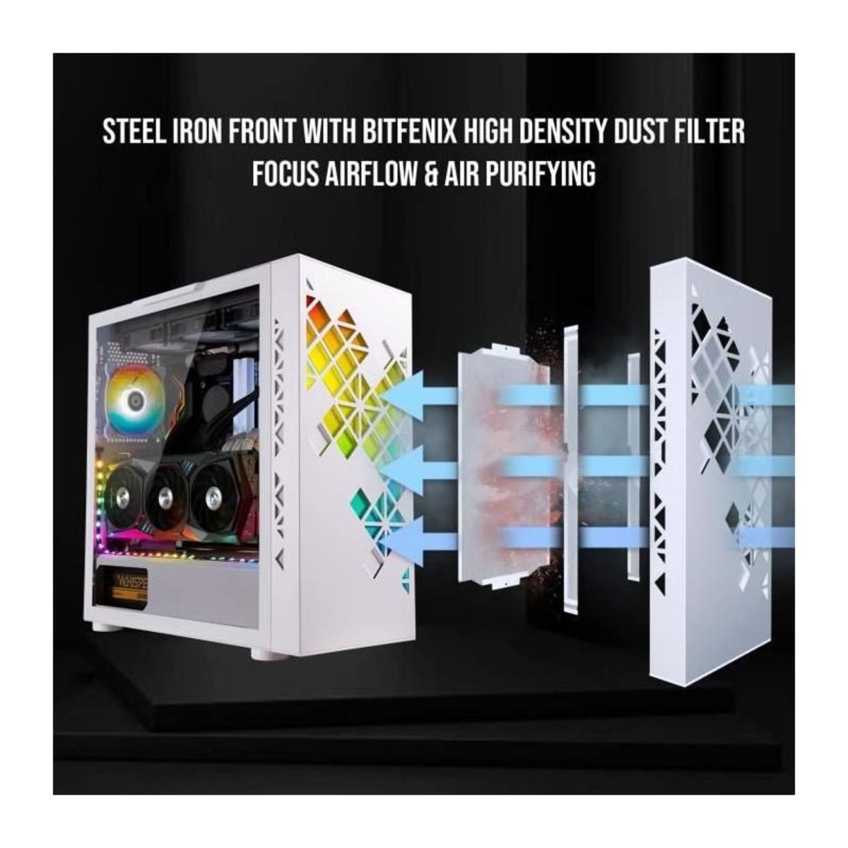 BitFenix Boitier PC sans alimentation - BITFENIX Tracery ARGB (Blanc) - Moyen tour - Format E-ATX