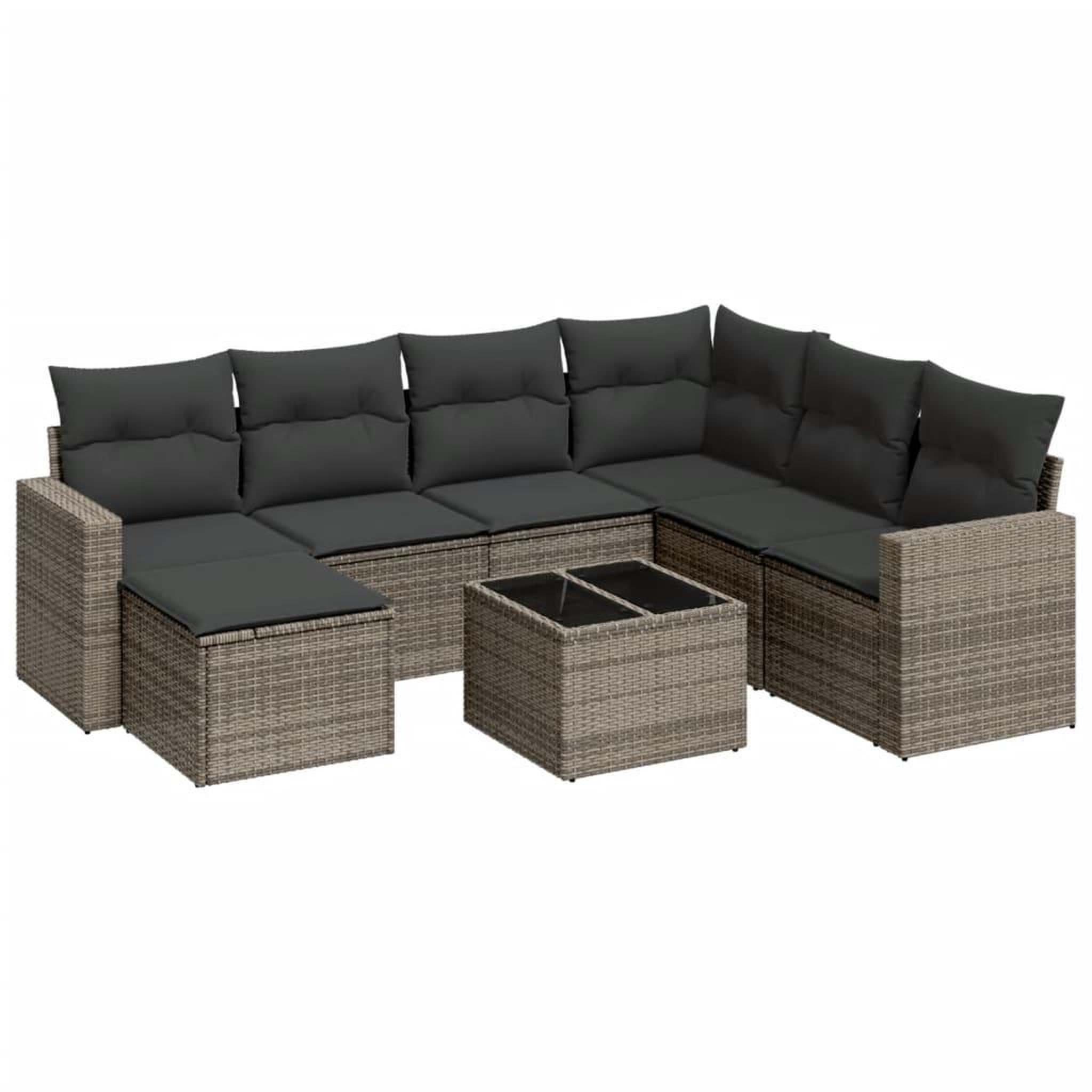 Voir la diapositive 2 : VIDAXL Salon de jardin 8 pcs avec coussins gris resine tressee