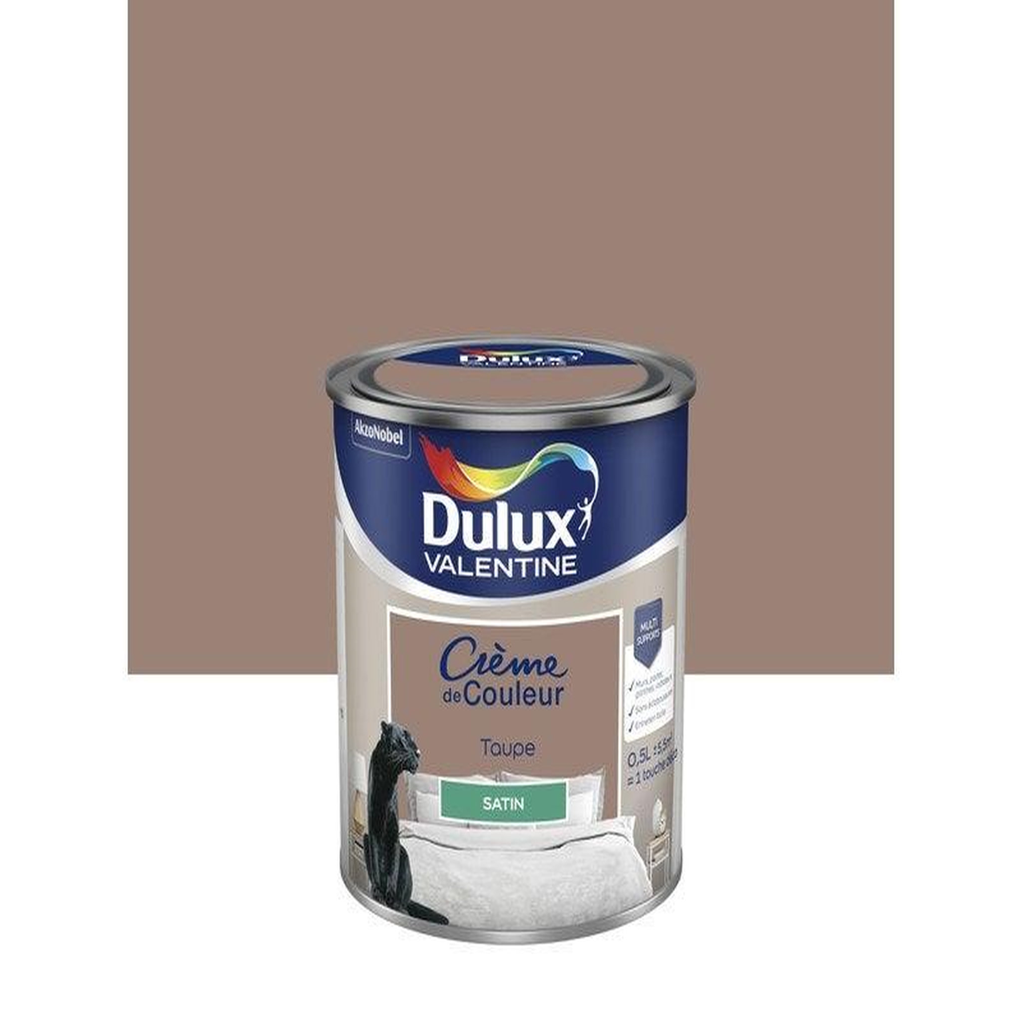 CENTRALE BRICO Peinture mur, boiserie crème de couleur DULUX VALENTINE taupe satiné 0.5L