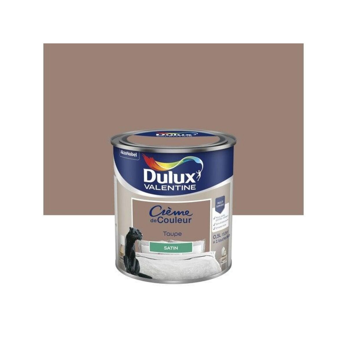 CENTRALE BRICO Peinture mur, boiserie crème de couleur DULUX VALENTINE taupe satiné 0.5L