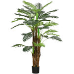 HOMCOM Palmier artificiel H.1,6 m arbre artificiel tronc branches lichen feuilles grand réalisme pot inclus