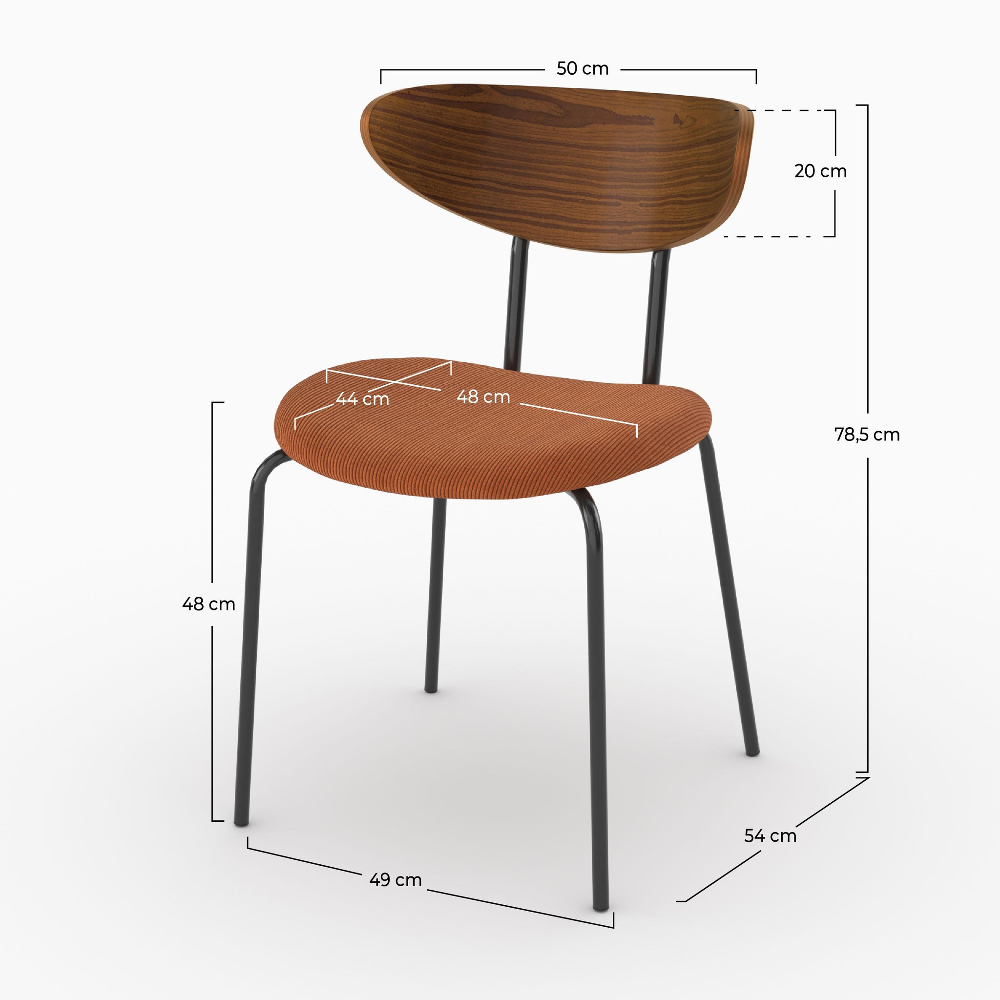 Voir la diapositive 4 : MAISON PAVANE Lot de 2 chaises en velours côtelé terracotta et dossier en bois-jade