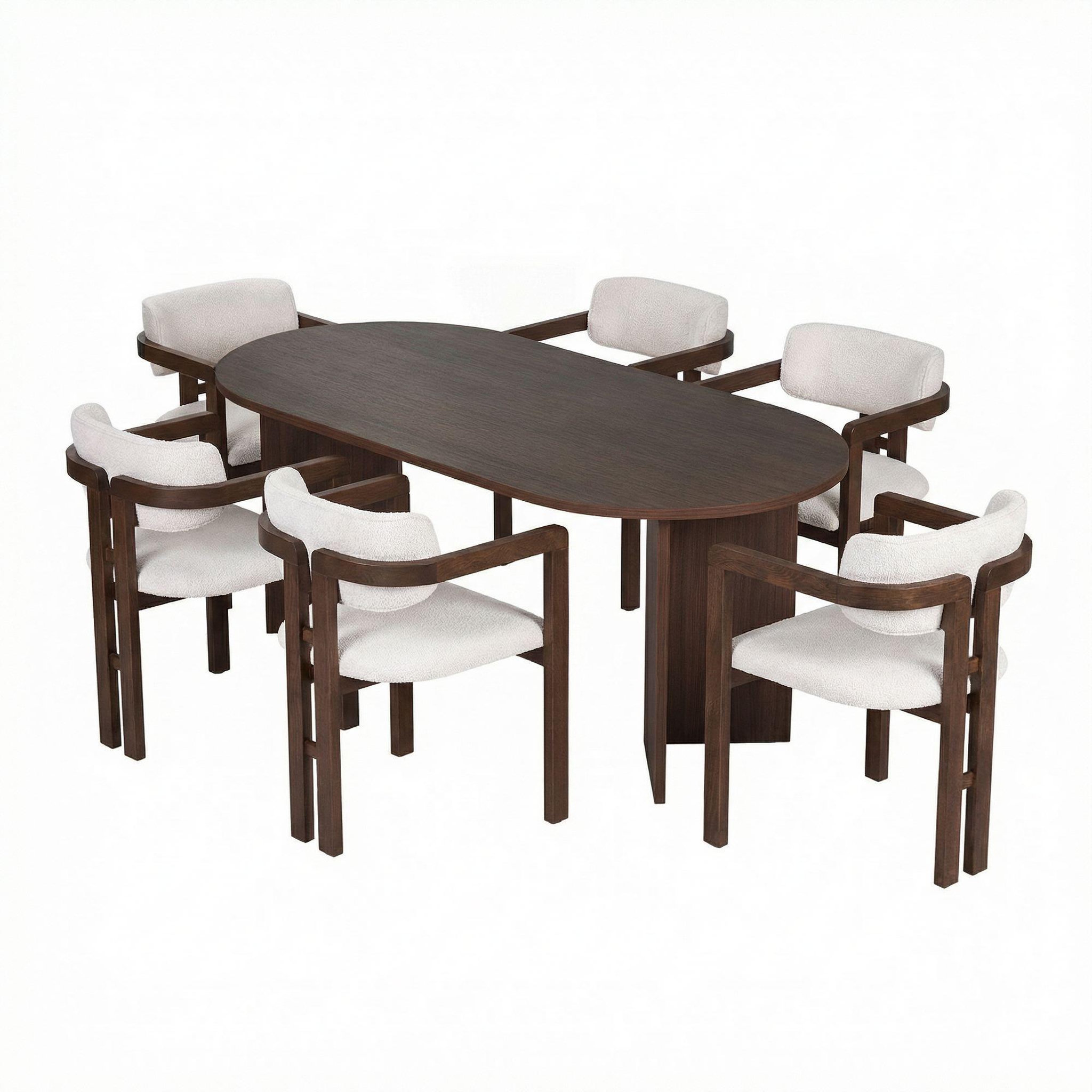 Habitat et Jardin Ensemble Table et Chaises (7 Pièces) en bois  Meridia 6  - 180 x 90 x 75 cm - Blanc