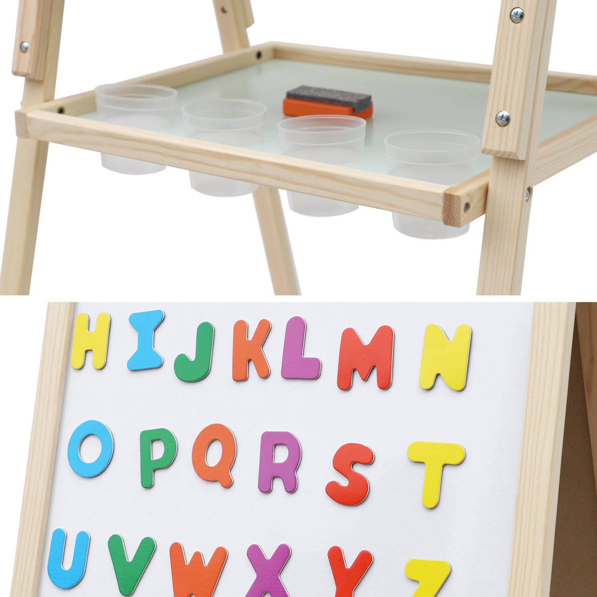 SWEEEK Tableau double face en bois pour enfant. craie et tableau blanc avec accessoires fournis