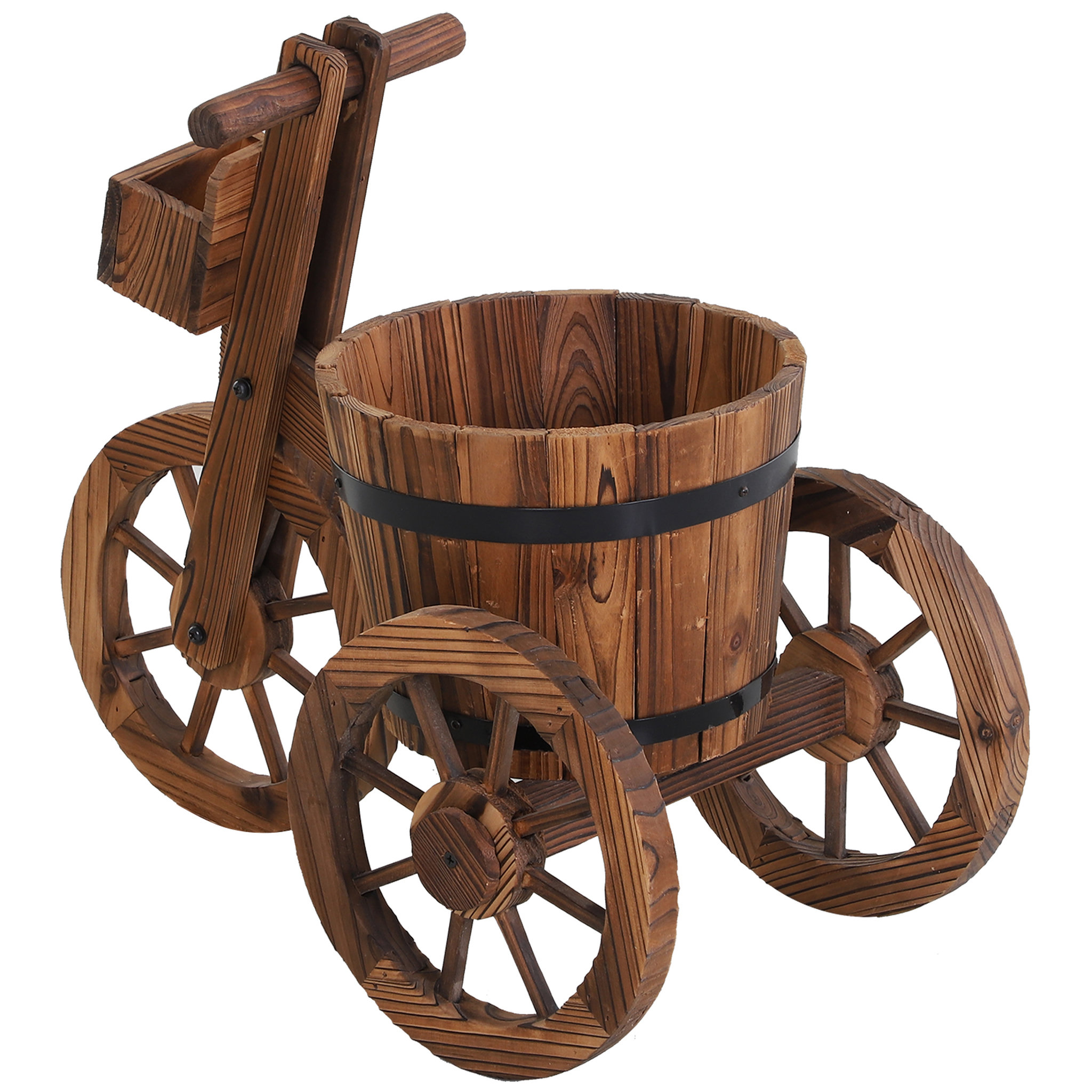 Voir la diapositive 4 : OUTSUNNY Porte plante tricycle - étagère de pots de fleurs - jardinière dim. 52L x 31l x 45H cm - bois de sapin