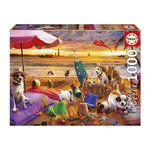 EDUCA Puzzle - EDUCA - Chiens Jouant a la Plage - 1000 pieces - 68 x 48 cm - a partir de 12 ans