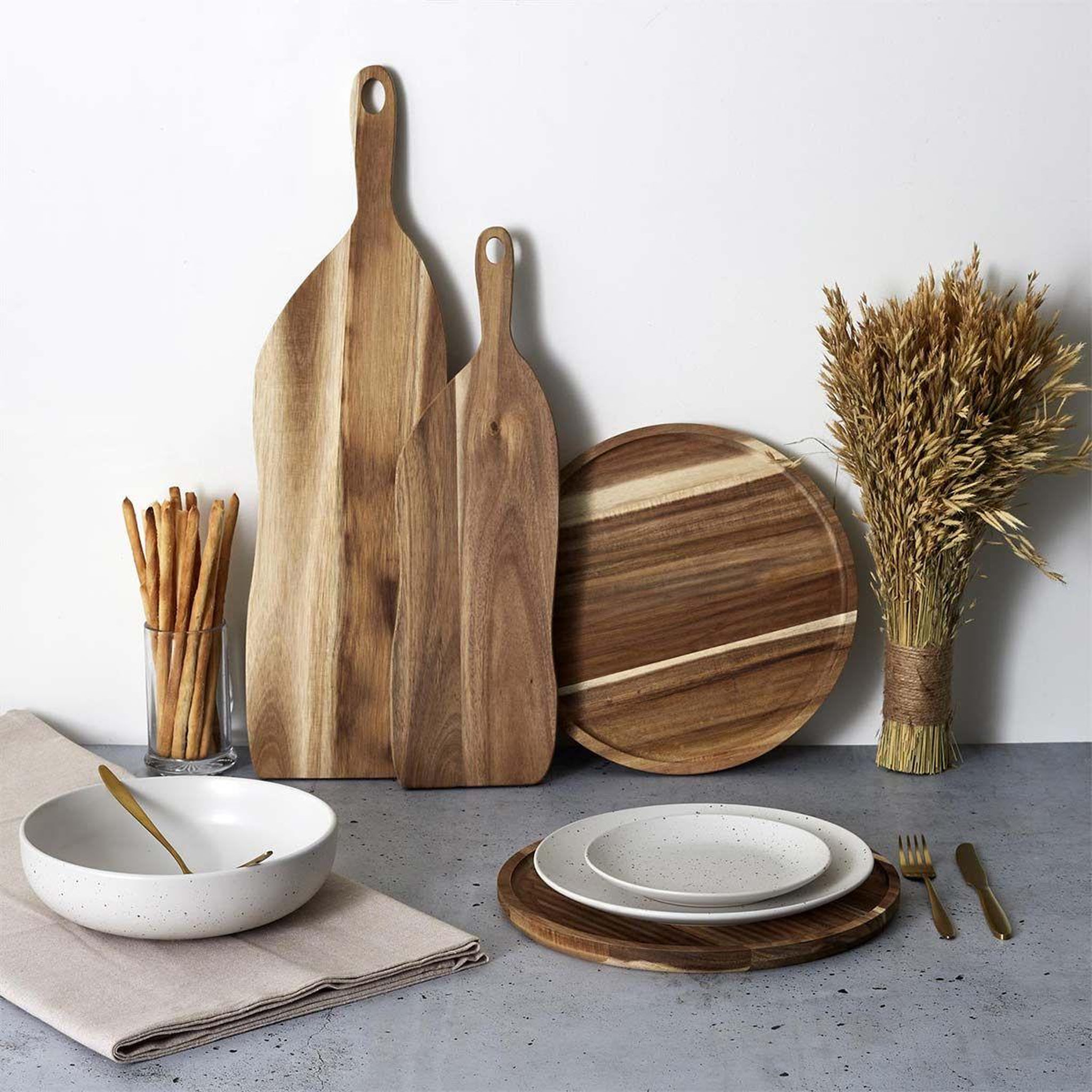 Voir la diapositive 4 : The Home Deco Factory Planche de présentation  acacia  64cm marron