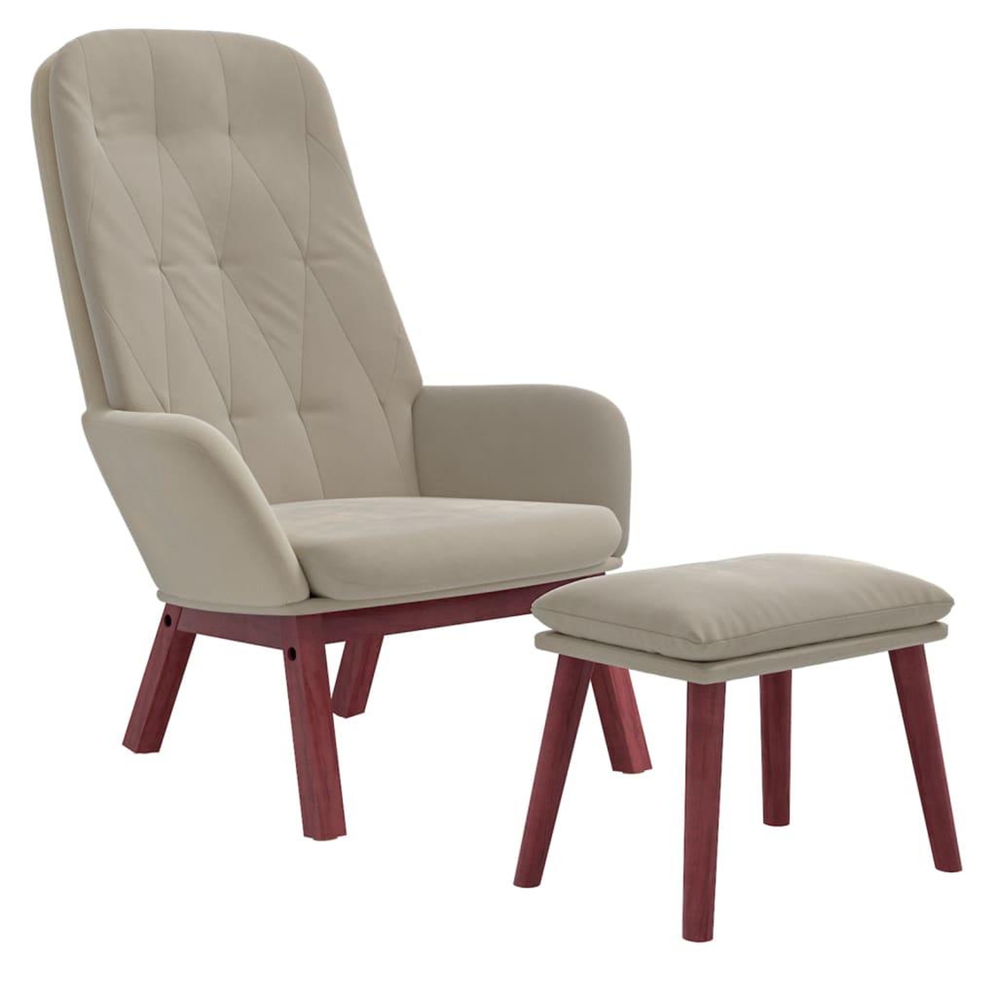 Voir la diapositive 3 : VIDAXL Chaise de relaxation avec repose-pied Gris clair Velours