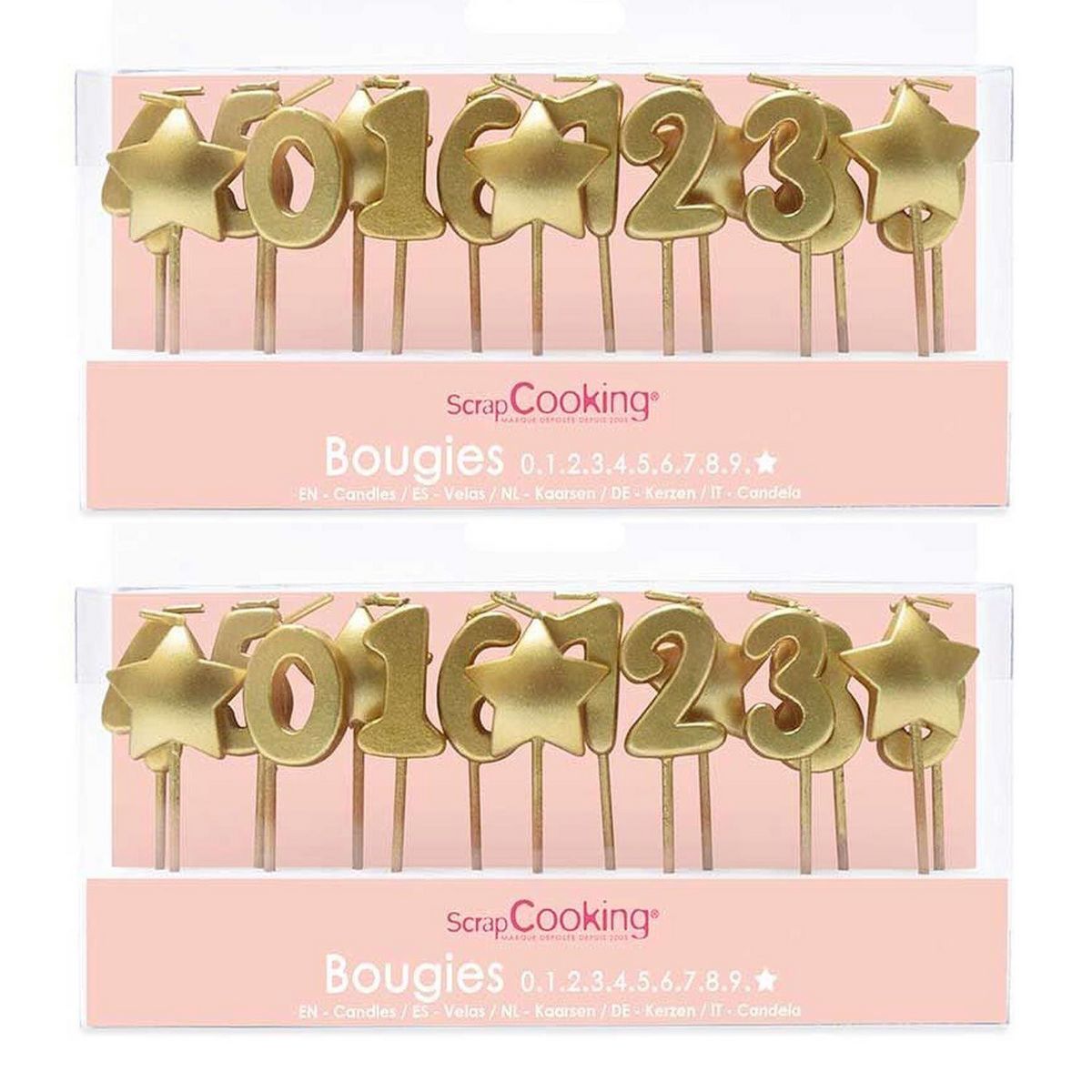 SCRAPCOOKING 30 bougies d'anniversaire étoiles dorées
