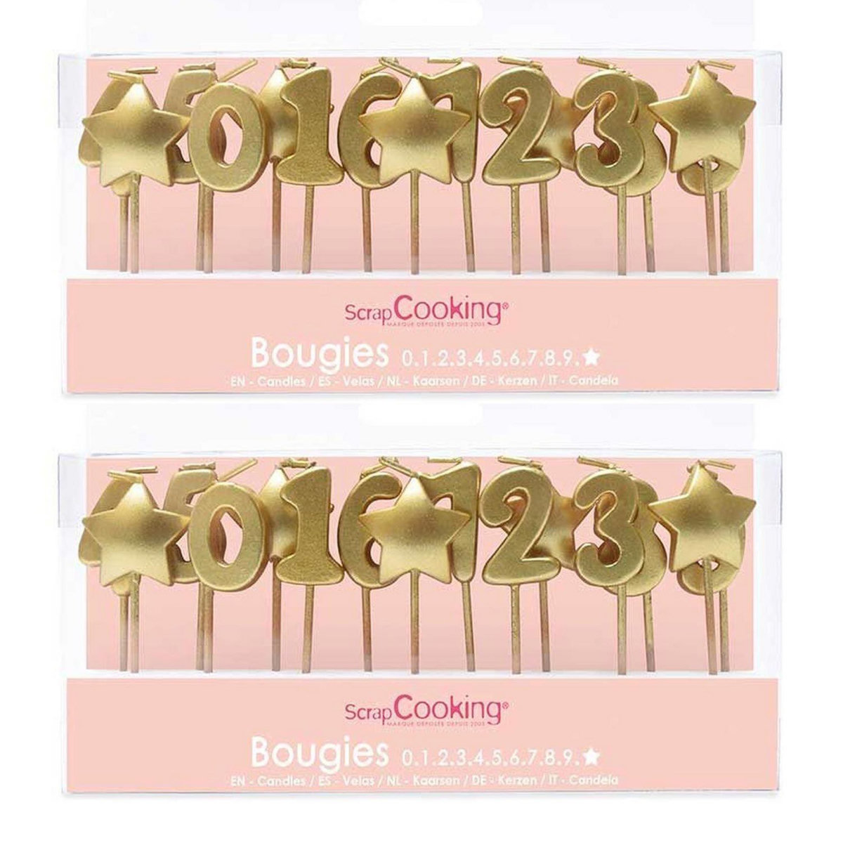 SCRAPCOOKING 30 bougies d'anniversaire étoiles dorées