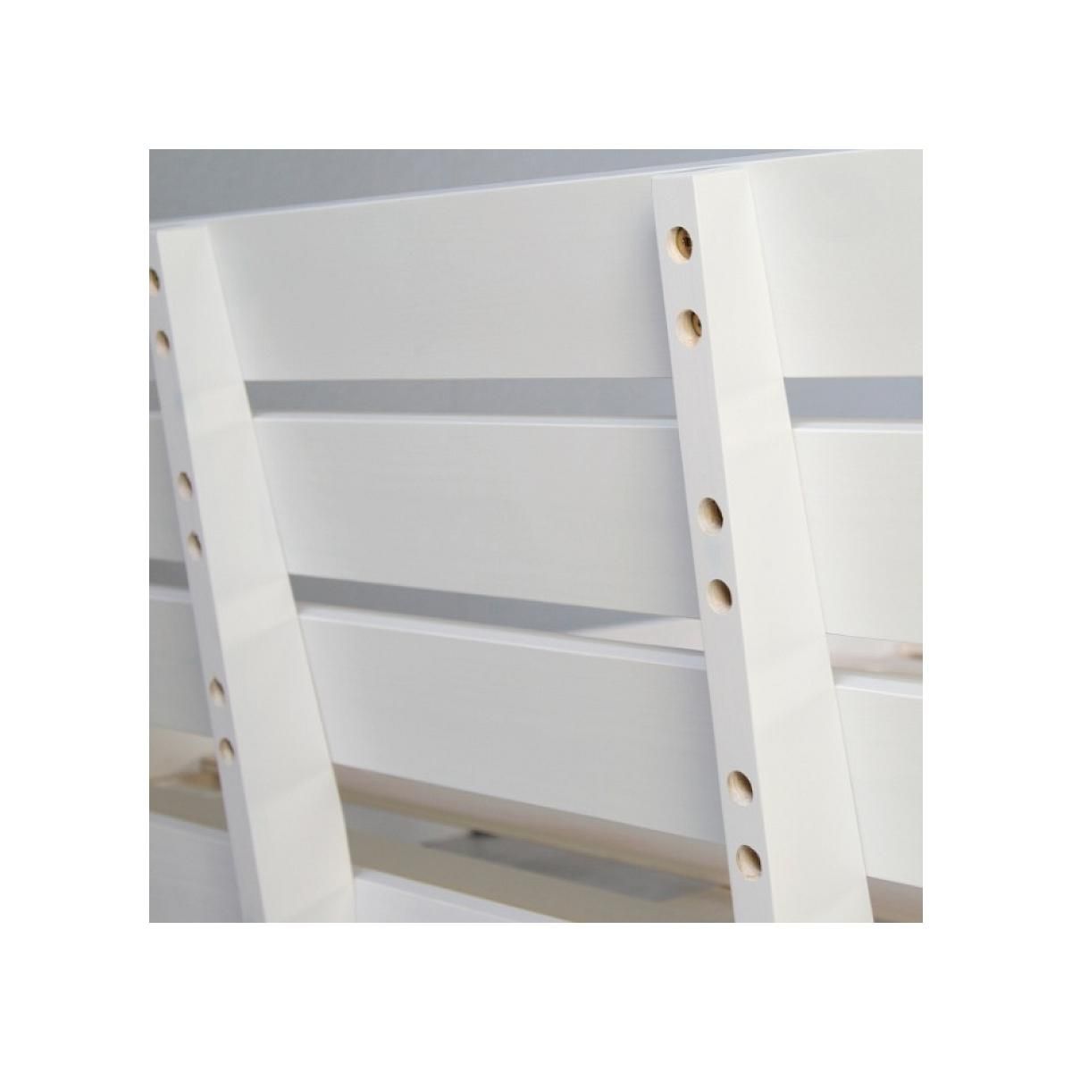 HomeStyle4U Lit double en bois 120 x 200 cm blanc