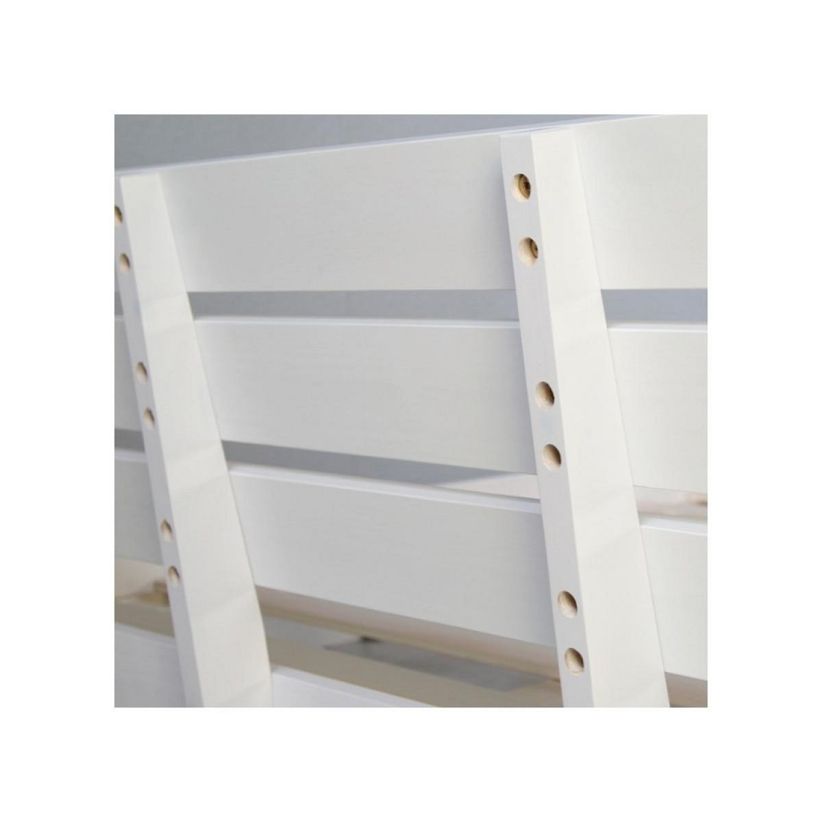 HomeStyle4U Lit double en bois 120 x 200 cm blanc