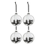 Paris Prix Lot de 4 Boules de Noël  Fleurs Séchées  10cm Noir