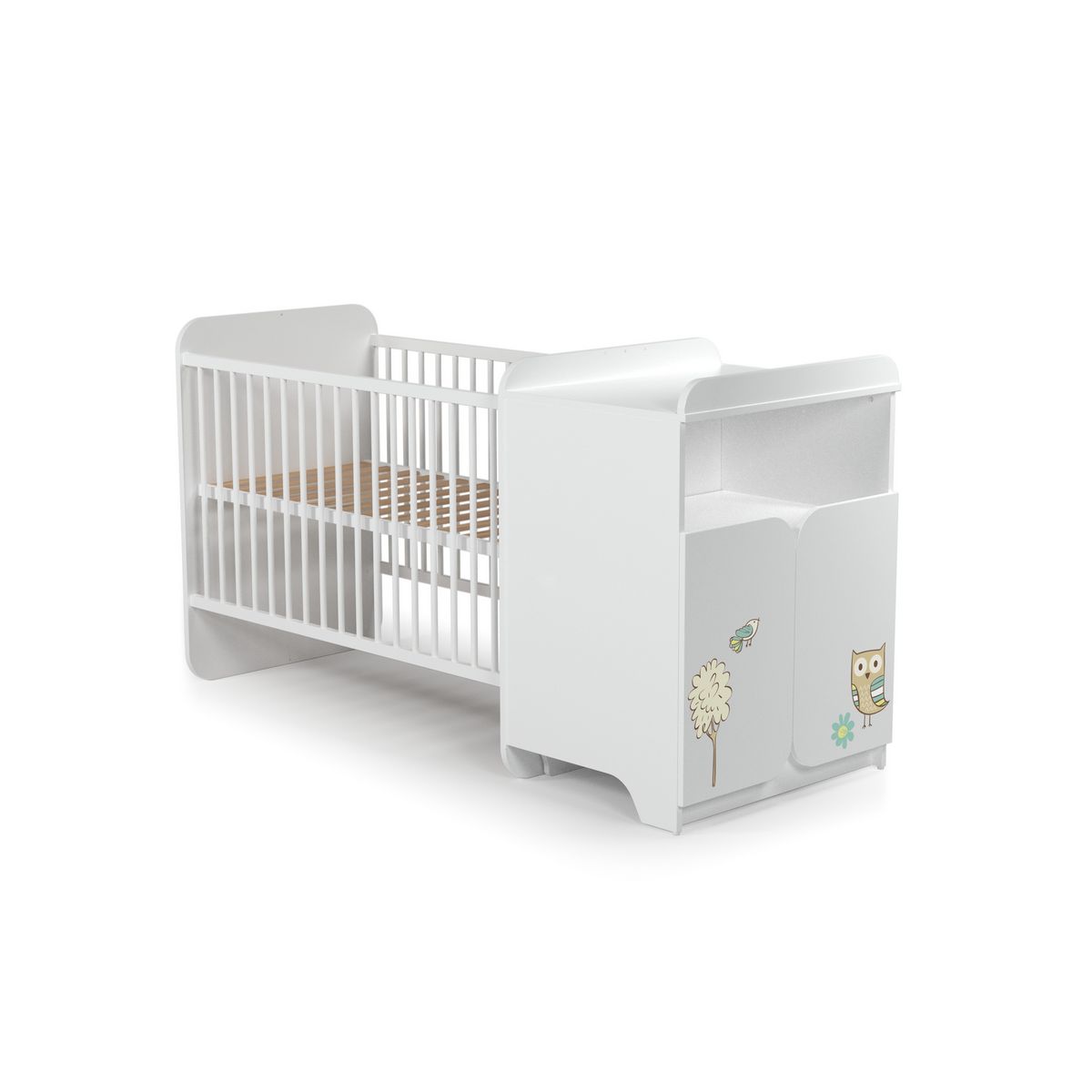 Lit bébé combiné 60x120 cm évolutif 90x190 cm HIBOUX