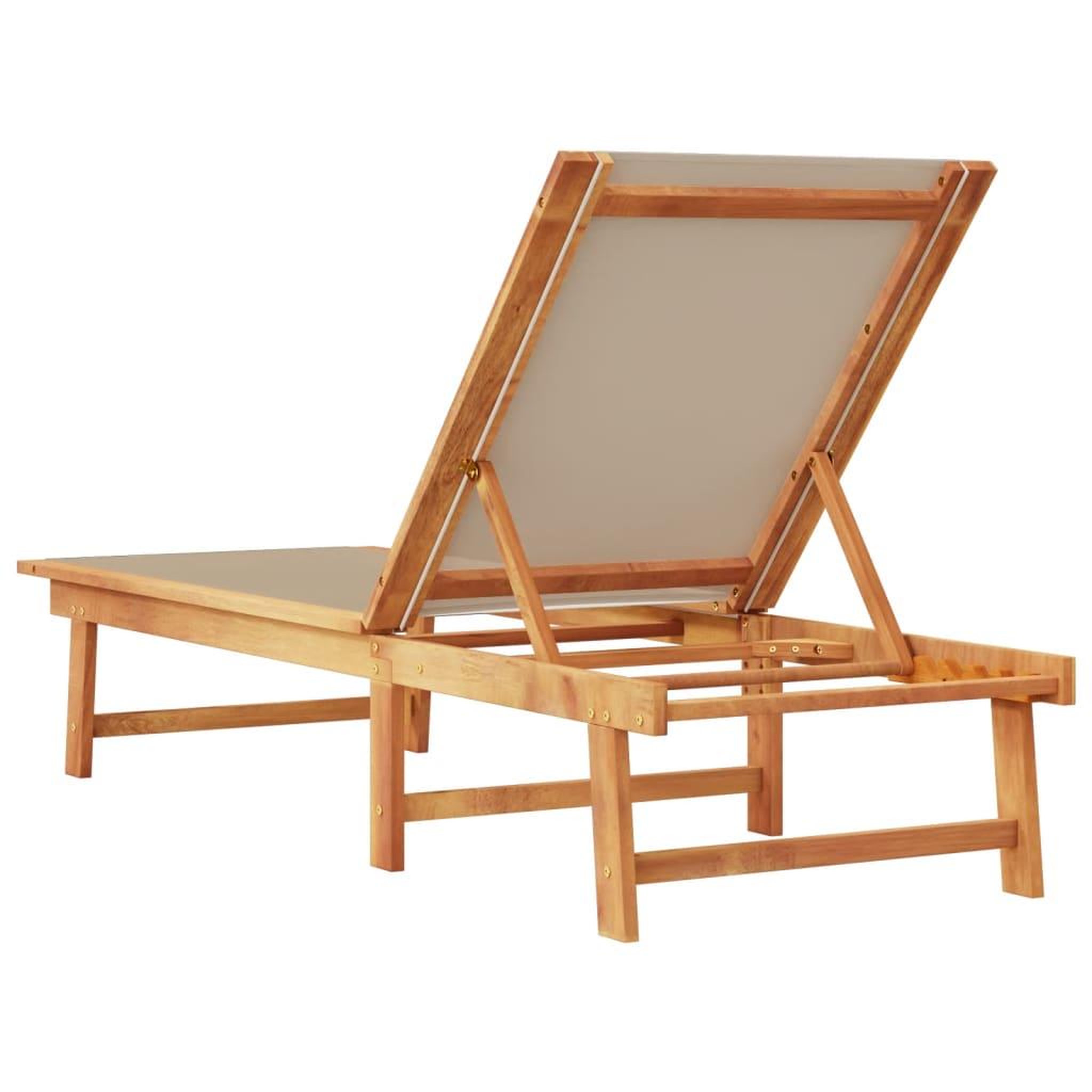 Voir la diapositive 5 : VIDAXL Chaise longue taupe bois d'acacia solide et textilene