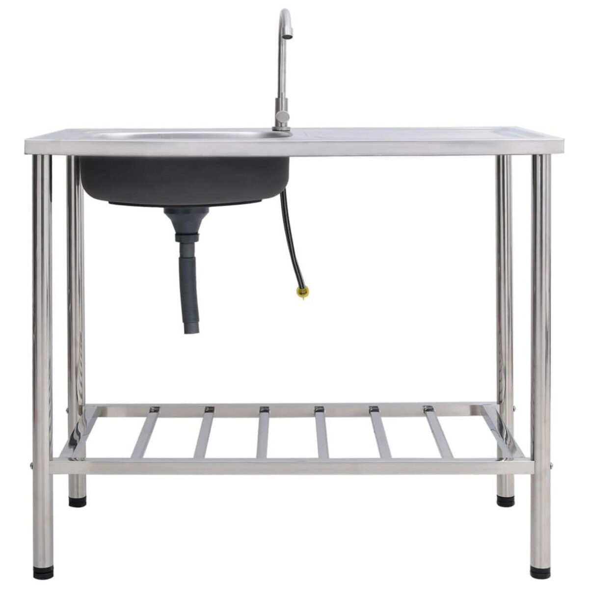 VIDAXL Evier de camping Seul lavabo avec robinet Acier inoxydable