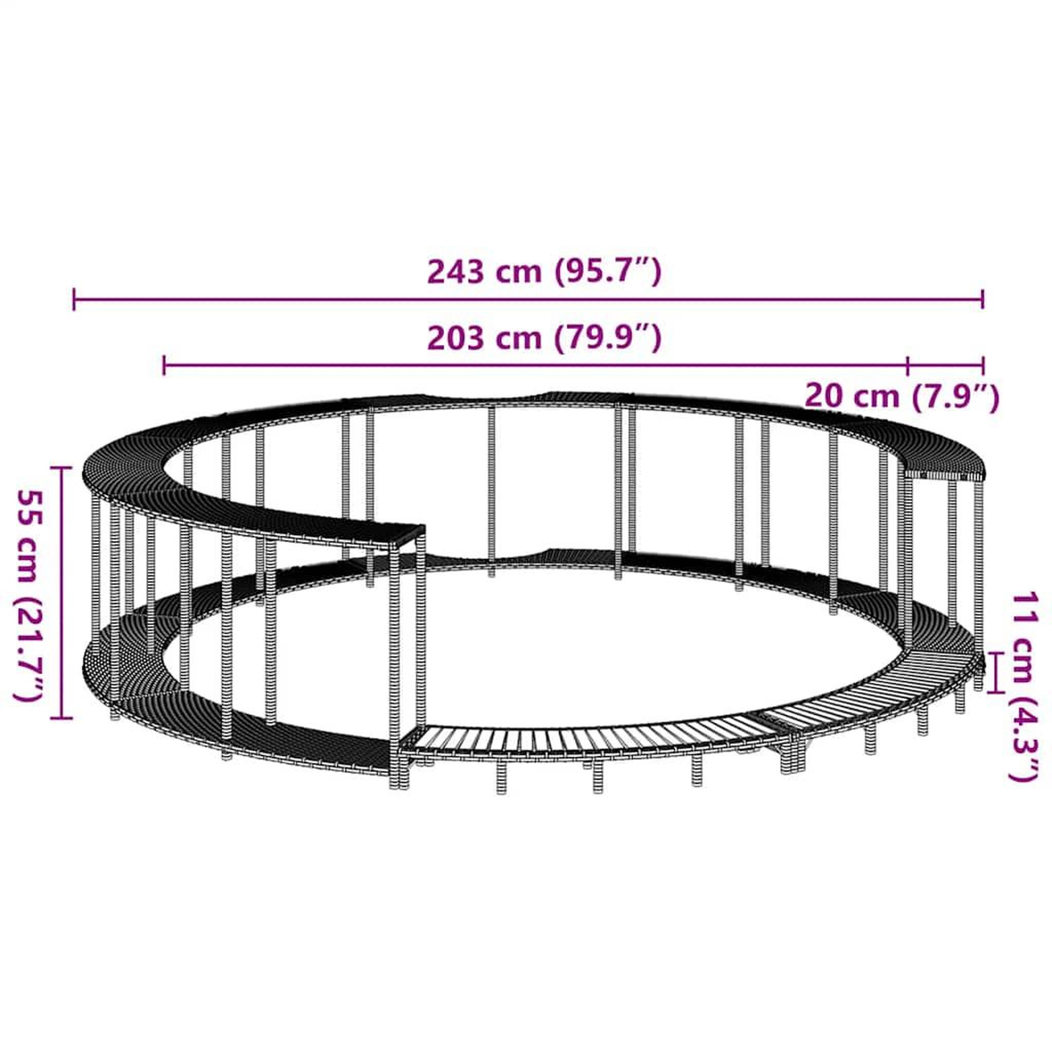 Voir la diapositive 6 : VIDAXL Cadre de bain a remous rangement et marche gris resine tressee