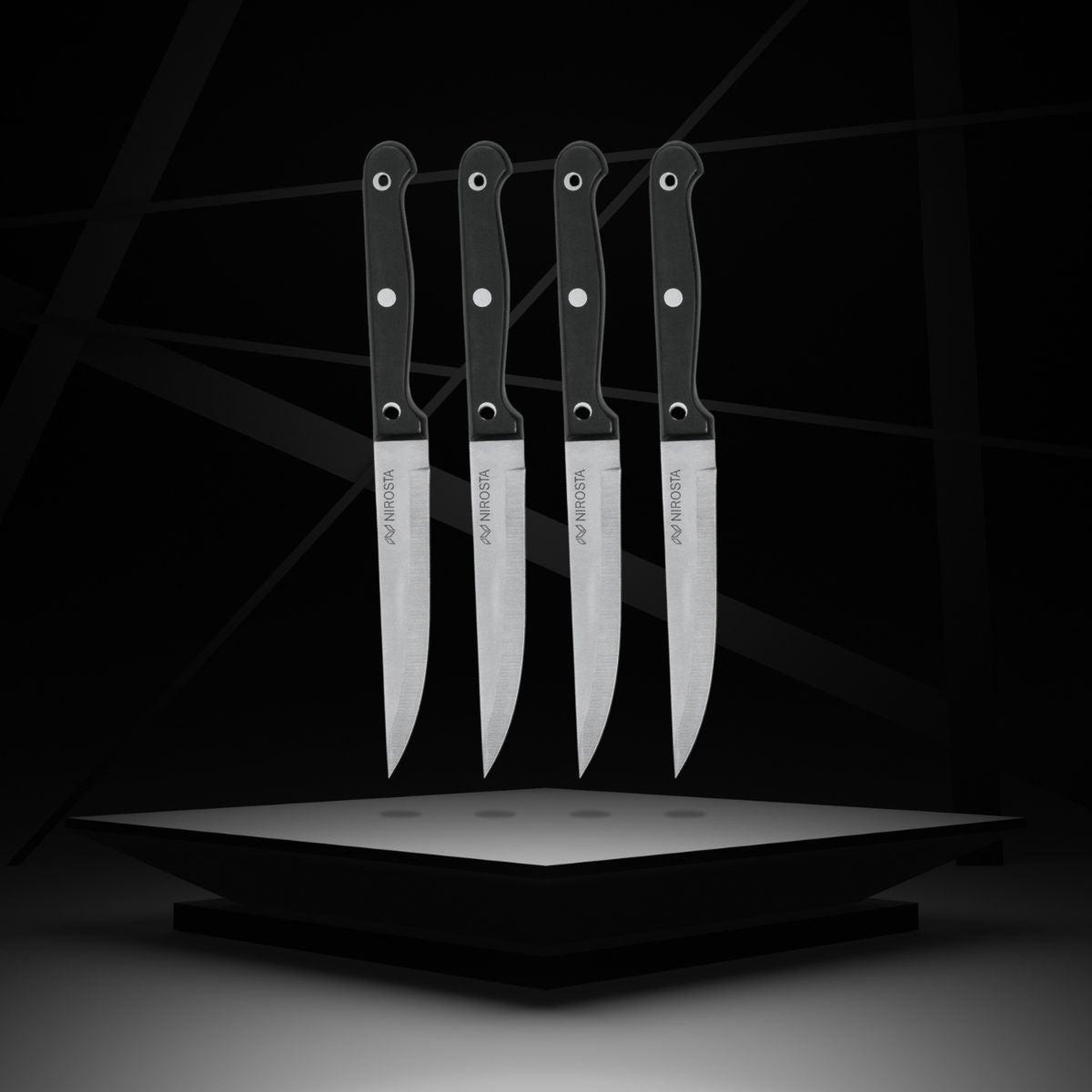 Voir la diapositive 4 : NIROSTA Lot de 4 couteaux à steak nirosta mega 21 cm