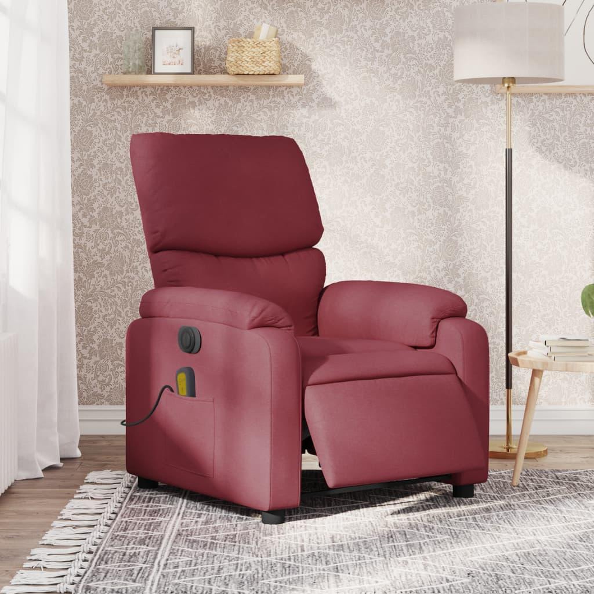 VIDAXL Fauteuil de massage inclinable electrique Rouge bordeaux Tissu