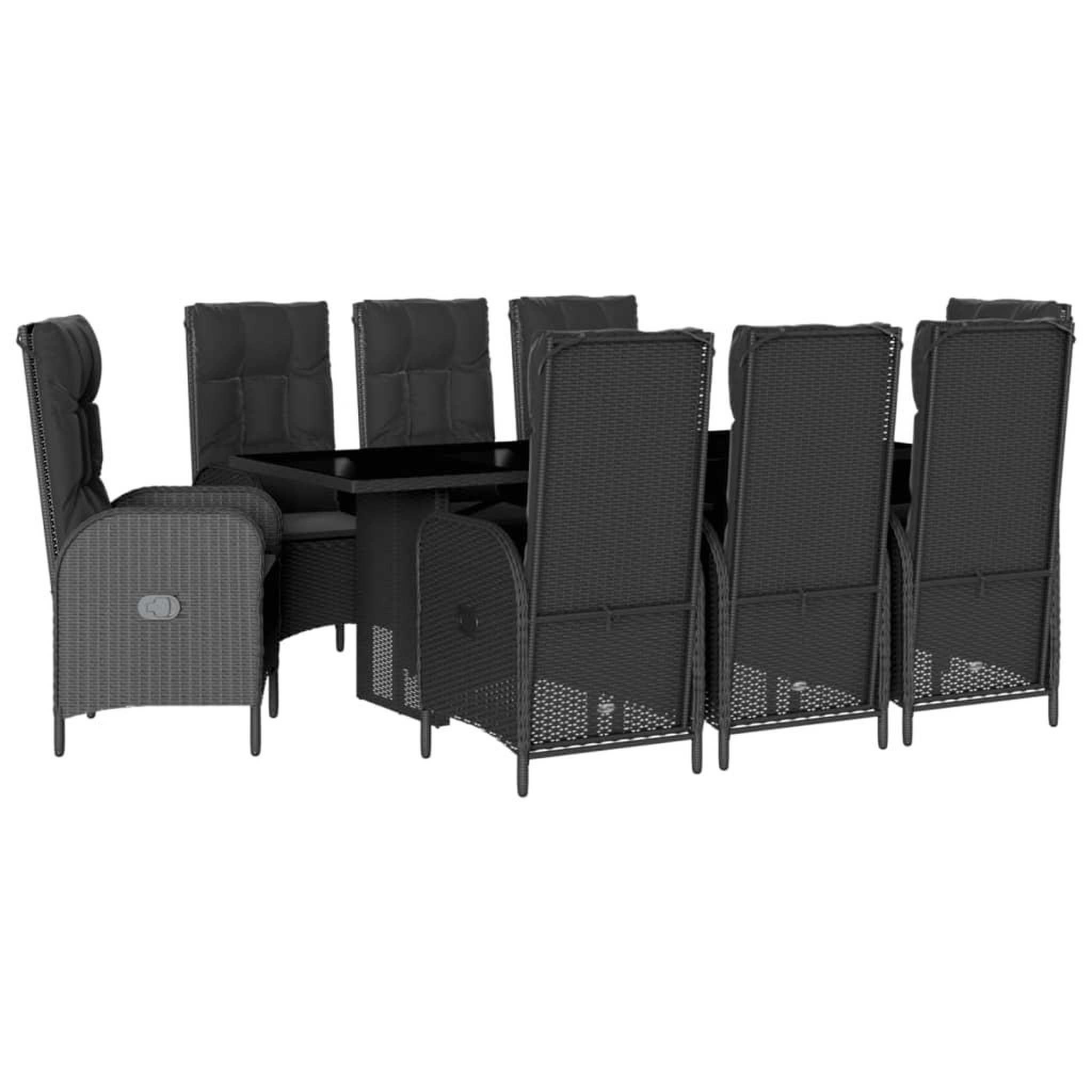 Voir la diapositive 2 : VIDAXL Ensemble a manger de jardin 9pcs coussins noir resine tressee