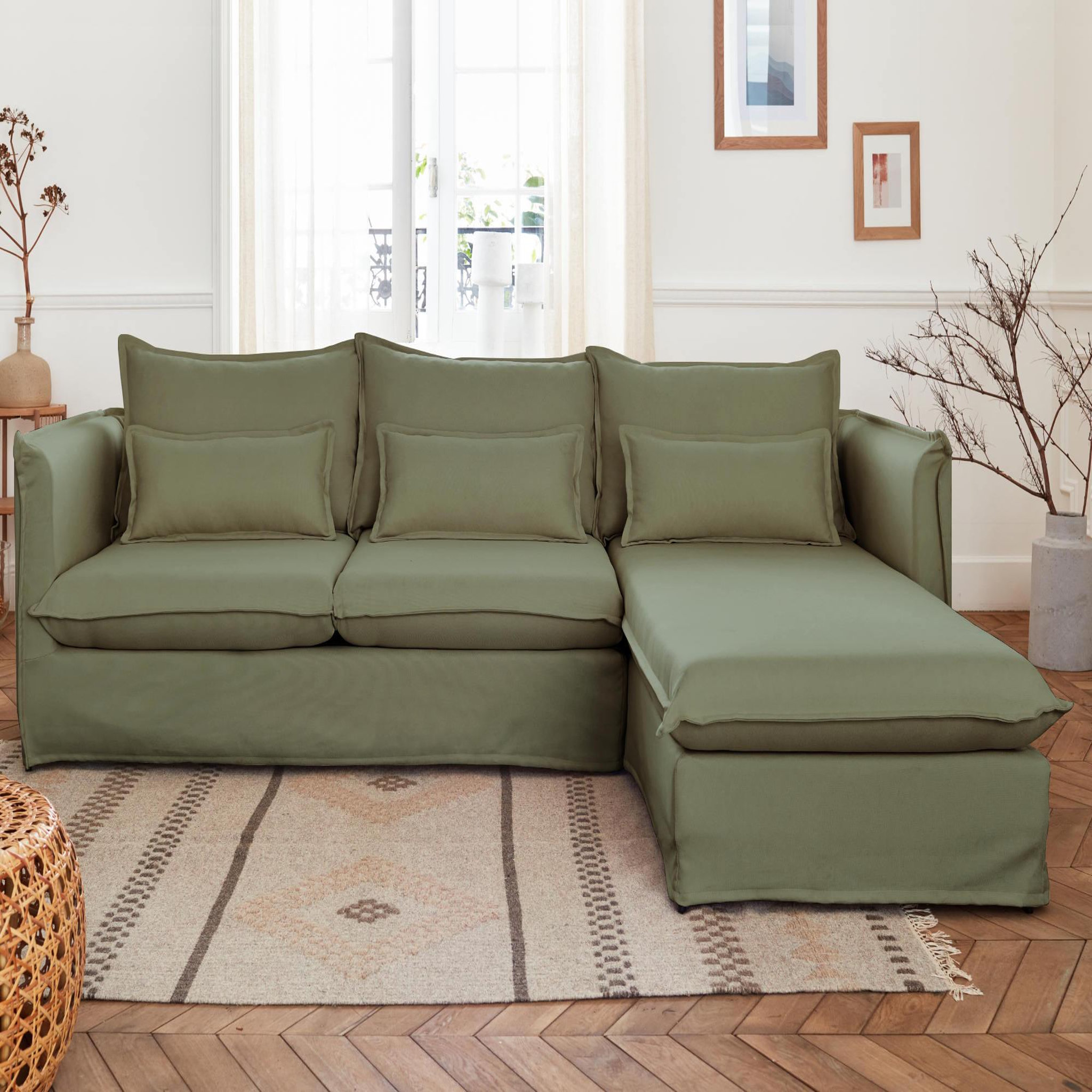 Voir la diapositive 6 : LISA DESIGN Adriann - canapé d'angle droit fixe - 4 places - en tissu déhoussable