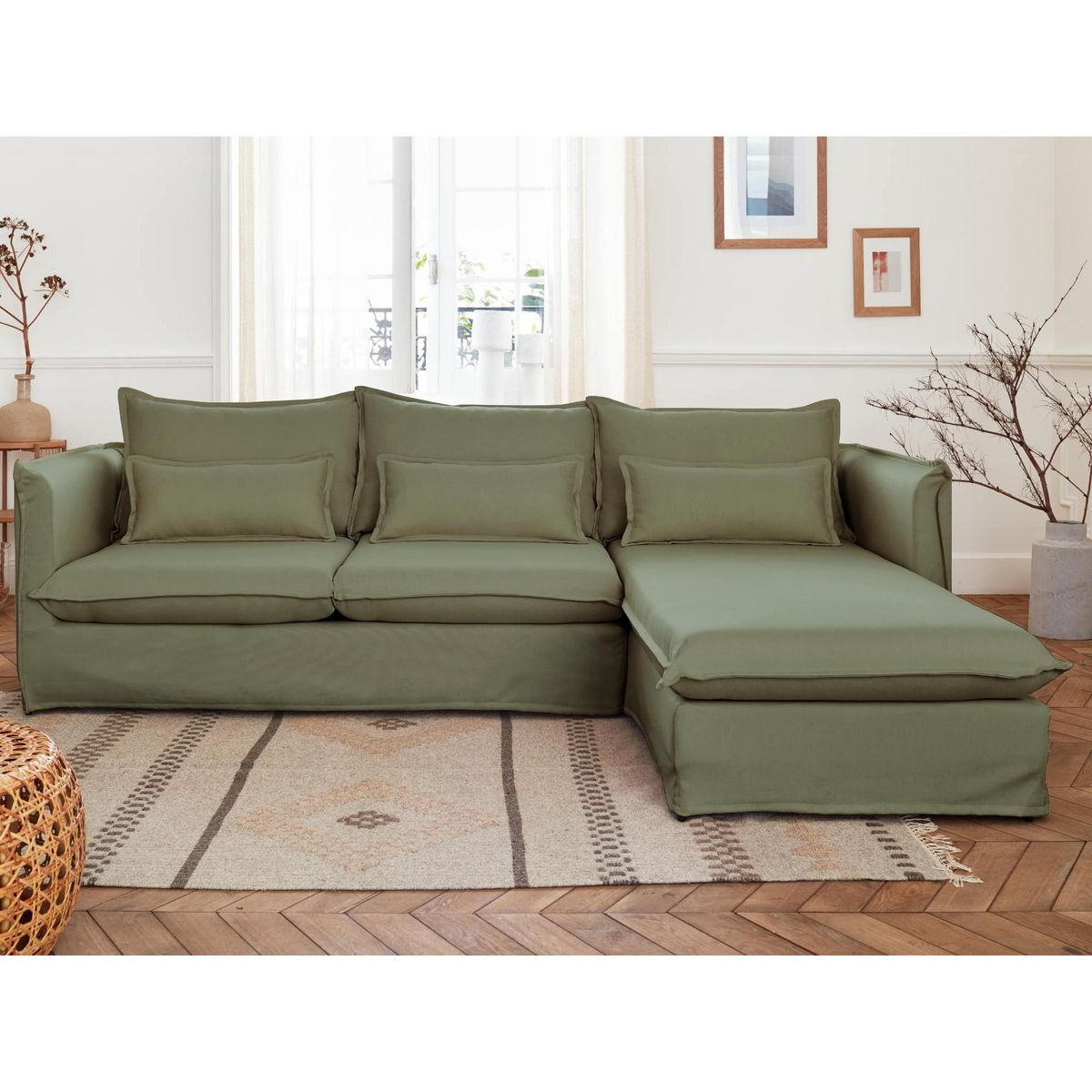 LISA DESIGN Adriann - canapé d'angle droit fixe - 4 places - en tissu déhoussable