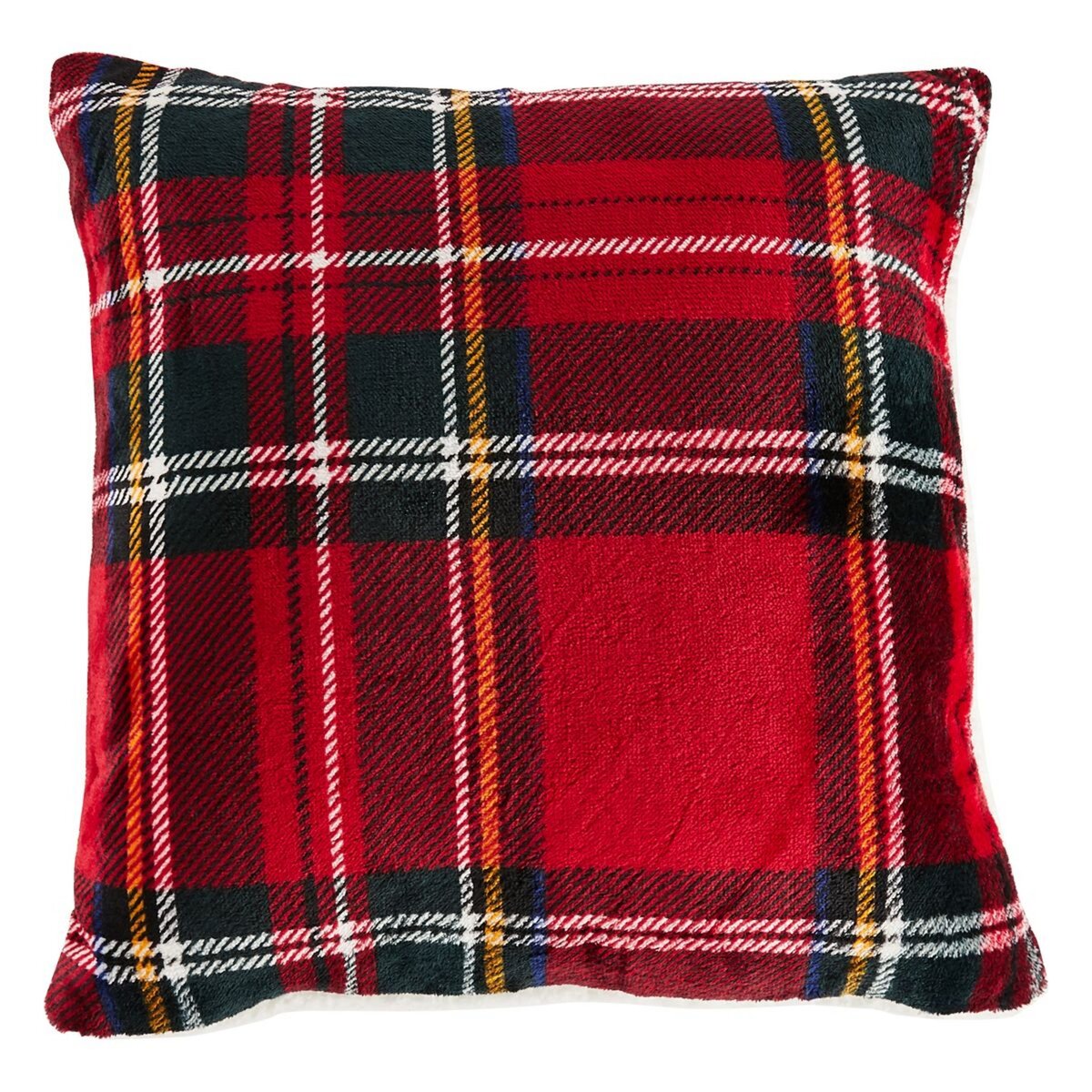 ACTUEL Coussin déco double face Sherpa/Ecossais 