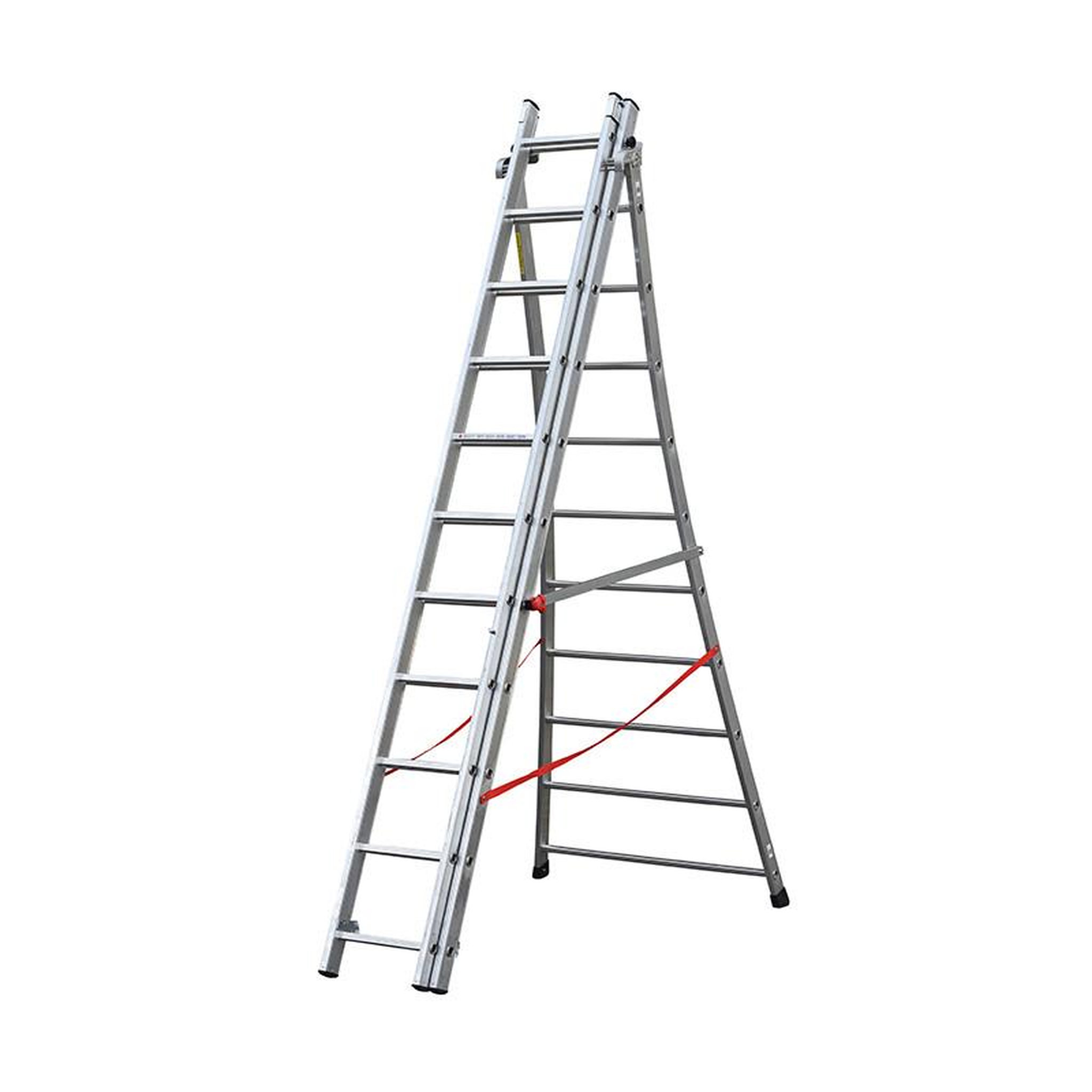Voir la diapositive 3 : HAILO Echelle transformable pro 3 plans 3x10 échelons 6m/6,8m en aluminium hailo pro
