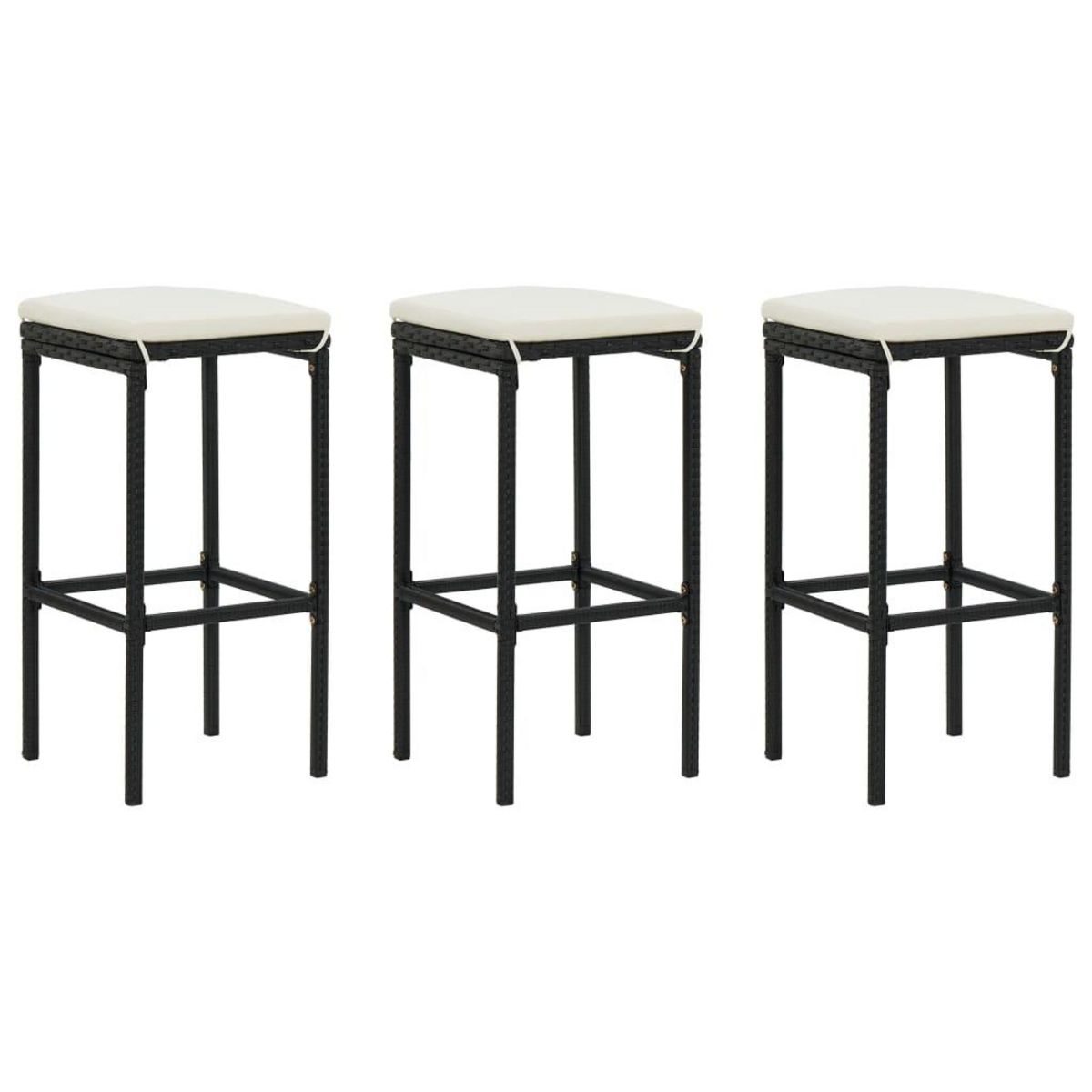 VIDAXL Ensemble de bar de jardin avec coussins 4 pcs Noir