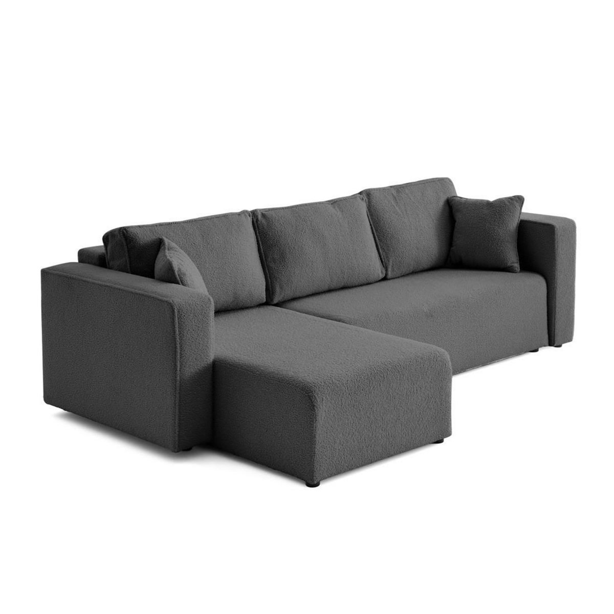 BEST MOBILIER Topaze - canapé d'angle réversible - 4 places - convertible avec coffre - en tissu bouclette