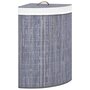 Voir la diapositive 1 : VIDAXL Panier a linge d'angle Bambou Gris 60 L