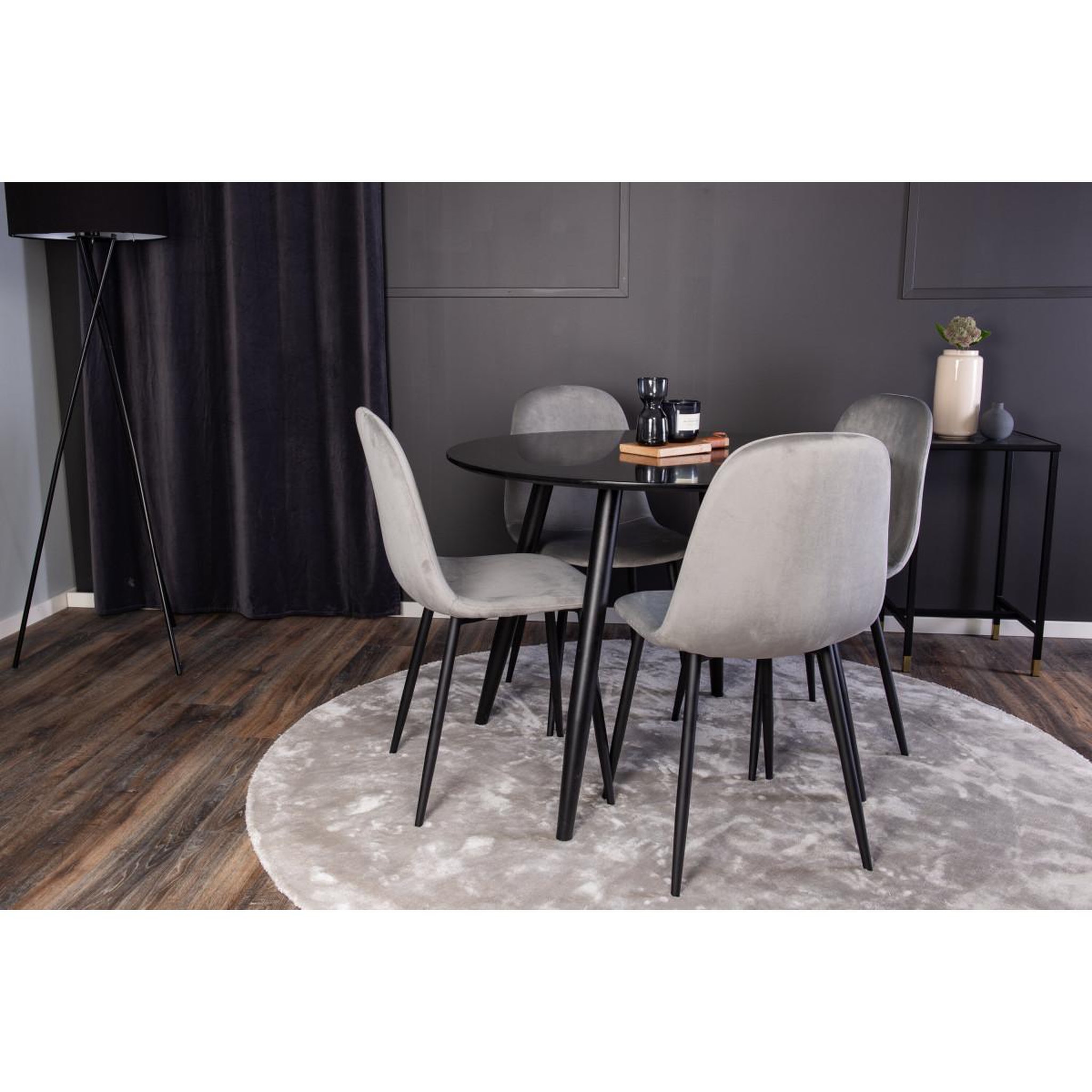 Voir la diapositive 4 : Paris Prix Ensemble table à manger & 4 chaises  plaza & polar i  100cm noir & gris