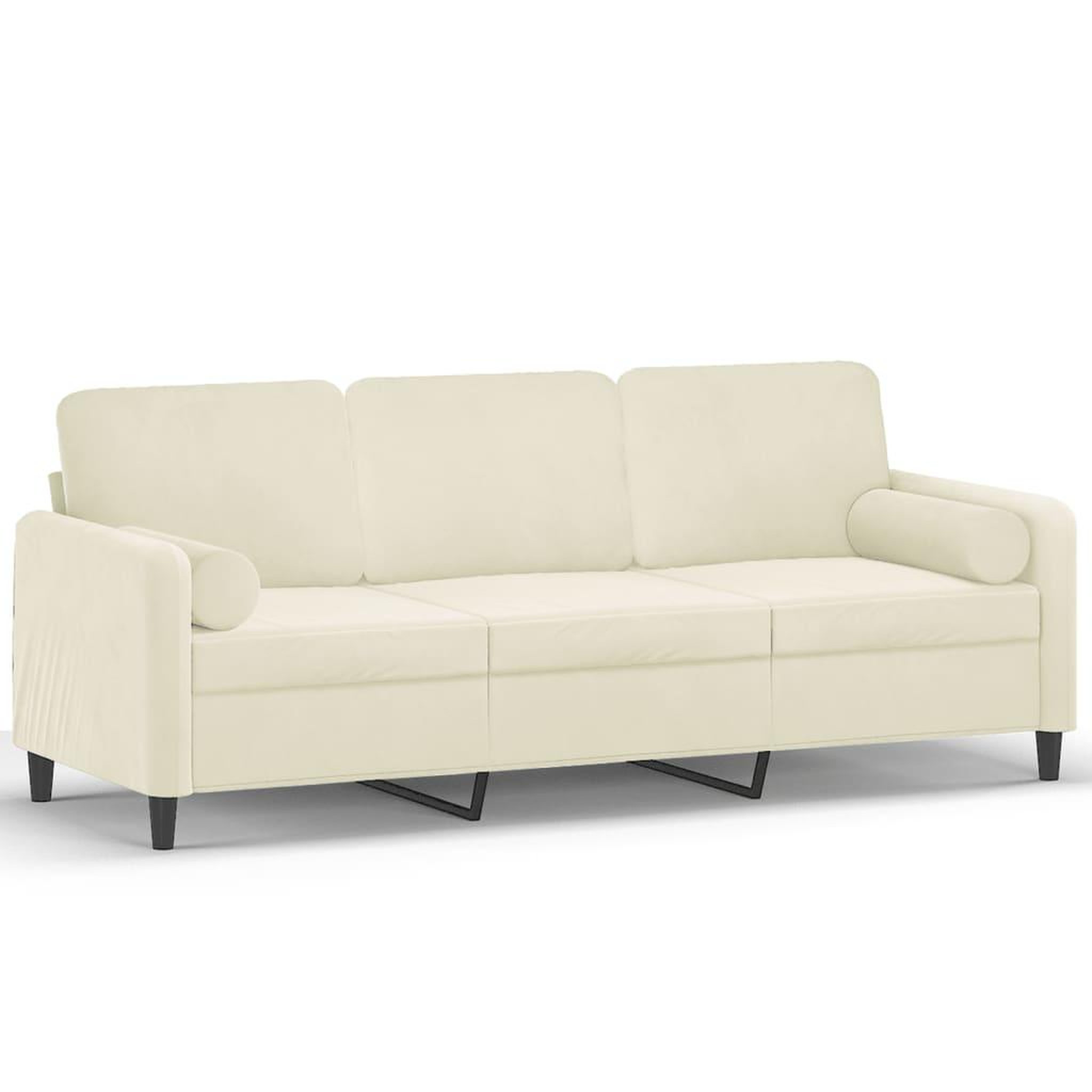 Voir la diapositive 2 : VIDAXL Canape 3 places avec oreillers decoratifs creme 180 cm velours