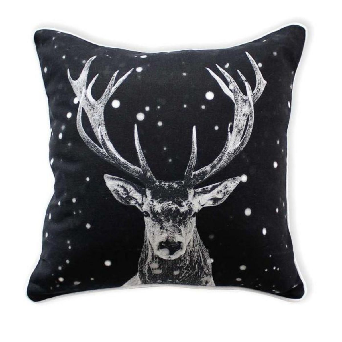 Paris Prix Coussin Déco Imprimé  Epicéa  40x40cm Noir