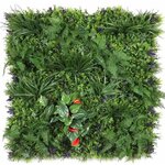 Mur végétal artificiel - Modèle fleur rouge - Dimensions : 100 x 100 cm