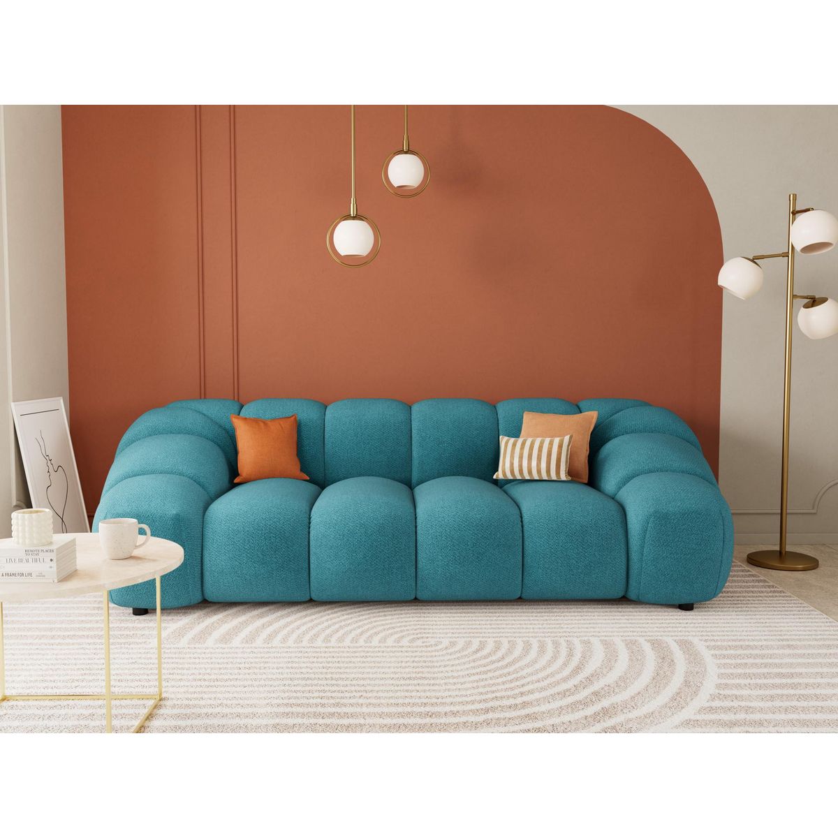 LISA DESIGN Ava - canapé 3 places en velours texturé