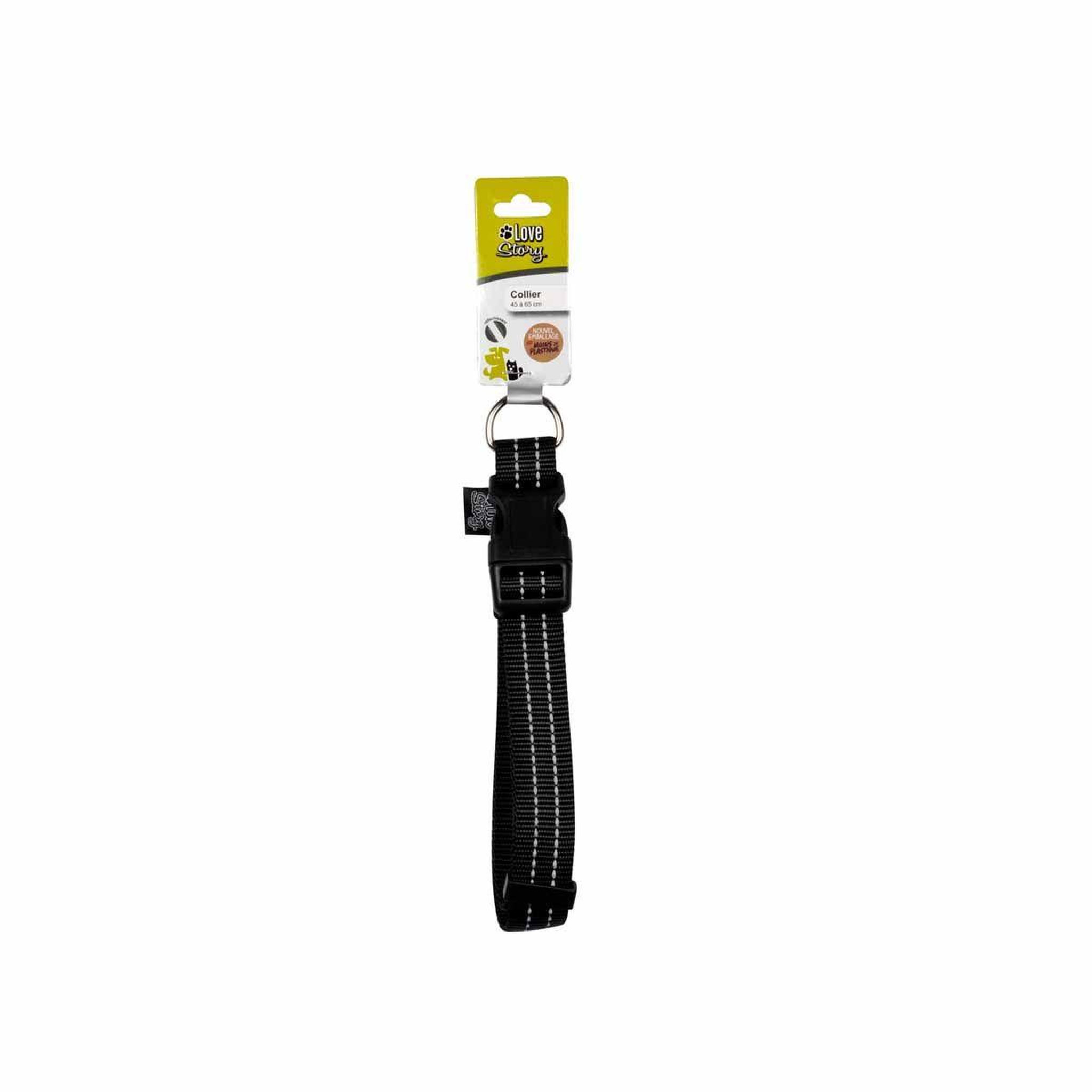 Voir la diapositive 4 : HOMEA Collier Réglable  Coutures Réfléchissantes  65cm Noir