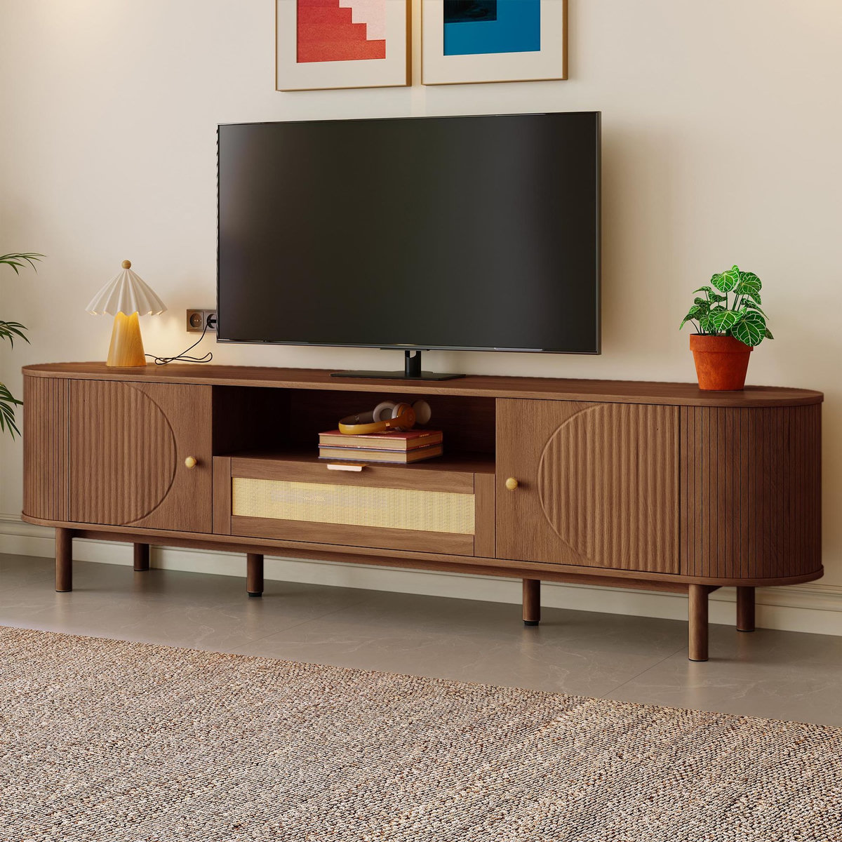 MERAX Meuble tv naturel 175 cm mdf