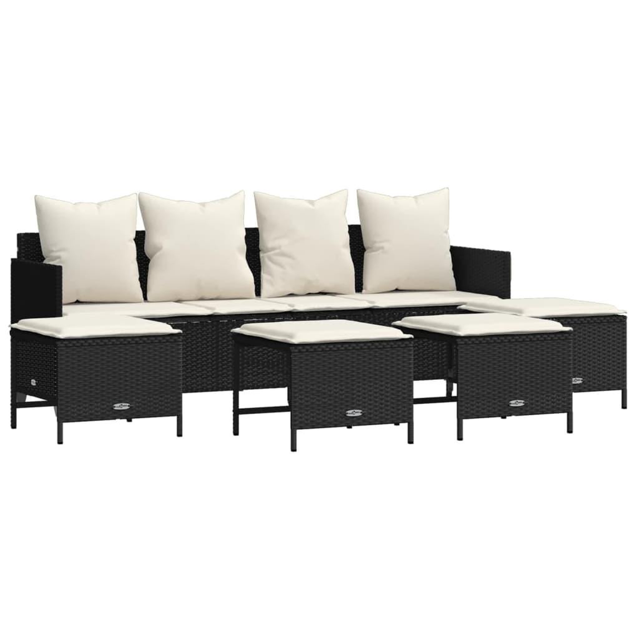 Voir la diapositive 2 : VIDAXL Salon de jardin 5 pcs avec coussins noir resine tressee