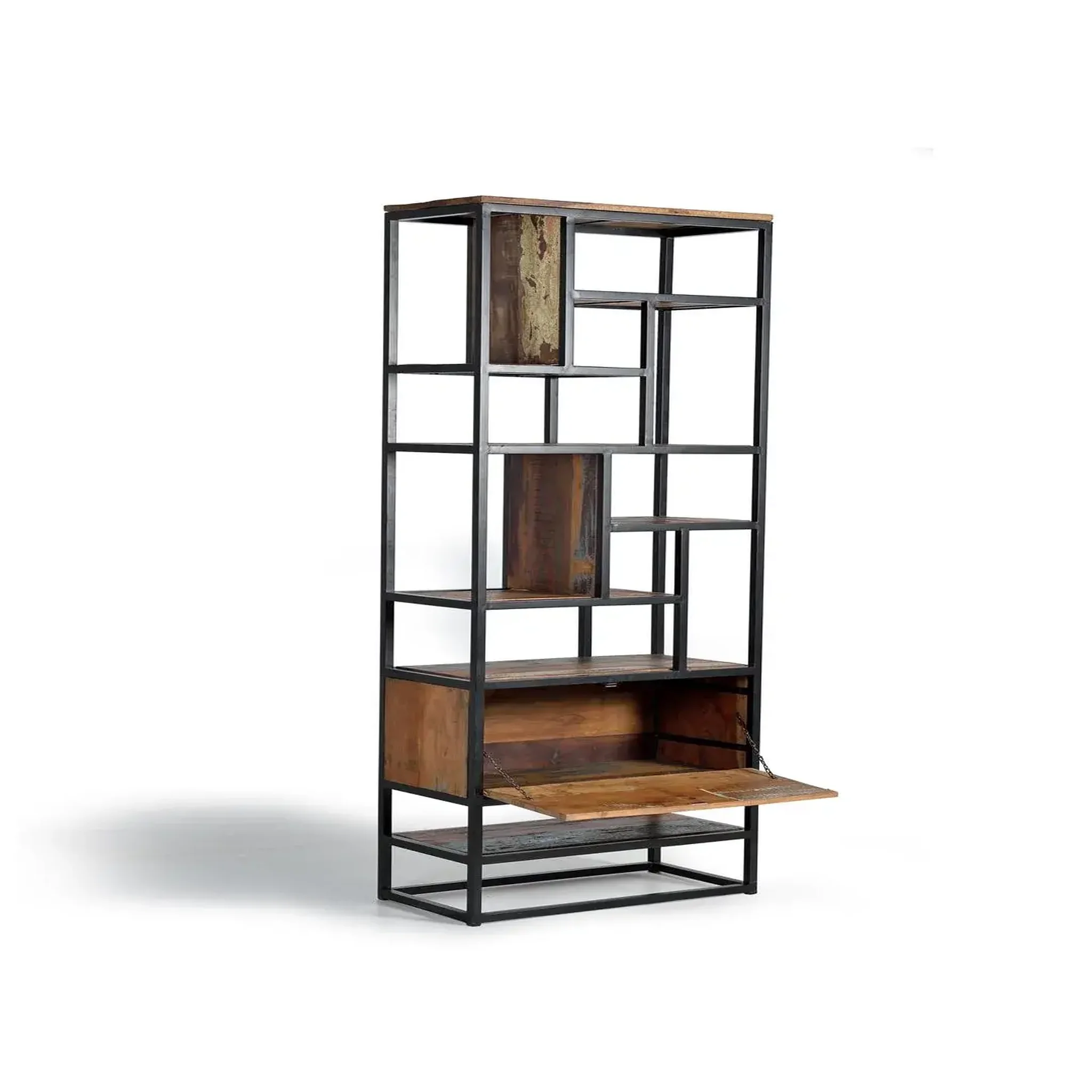 Voir la diapositive 2 : GINER Y COLOMER SL Bibliothèque en bois recyclé 80 cm style industriel vintage